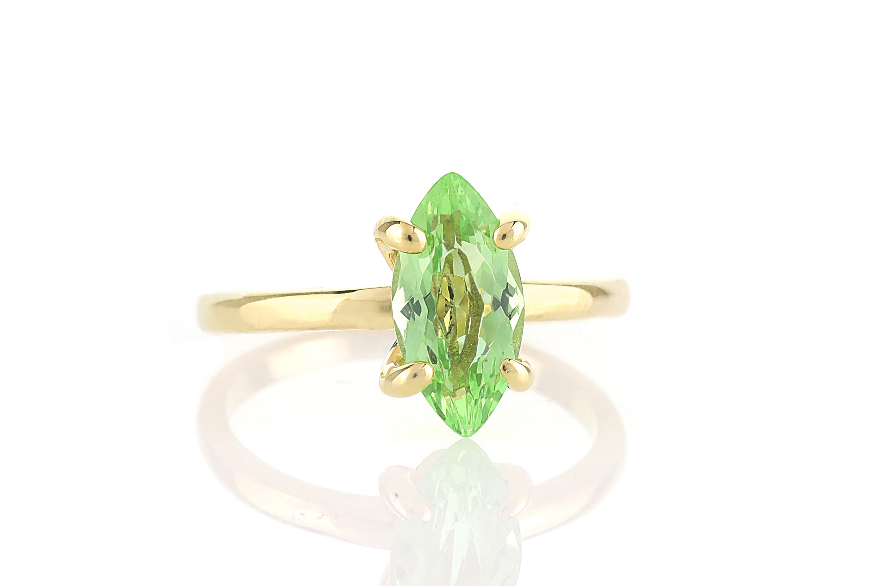 Green Tourmaline Marquise Cut Gemstone Gold Ring Rings Anemone Unique