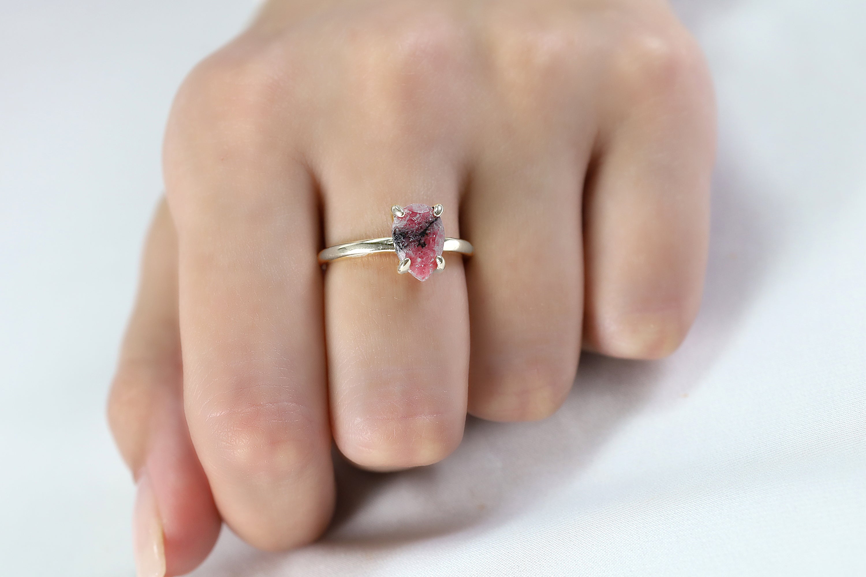 Pink Rhodonite Ring in Sterling Silver Rings Anemone Unique