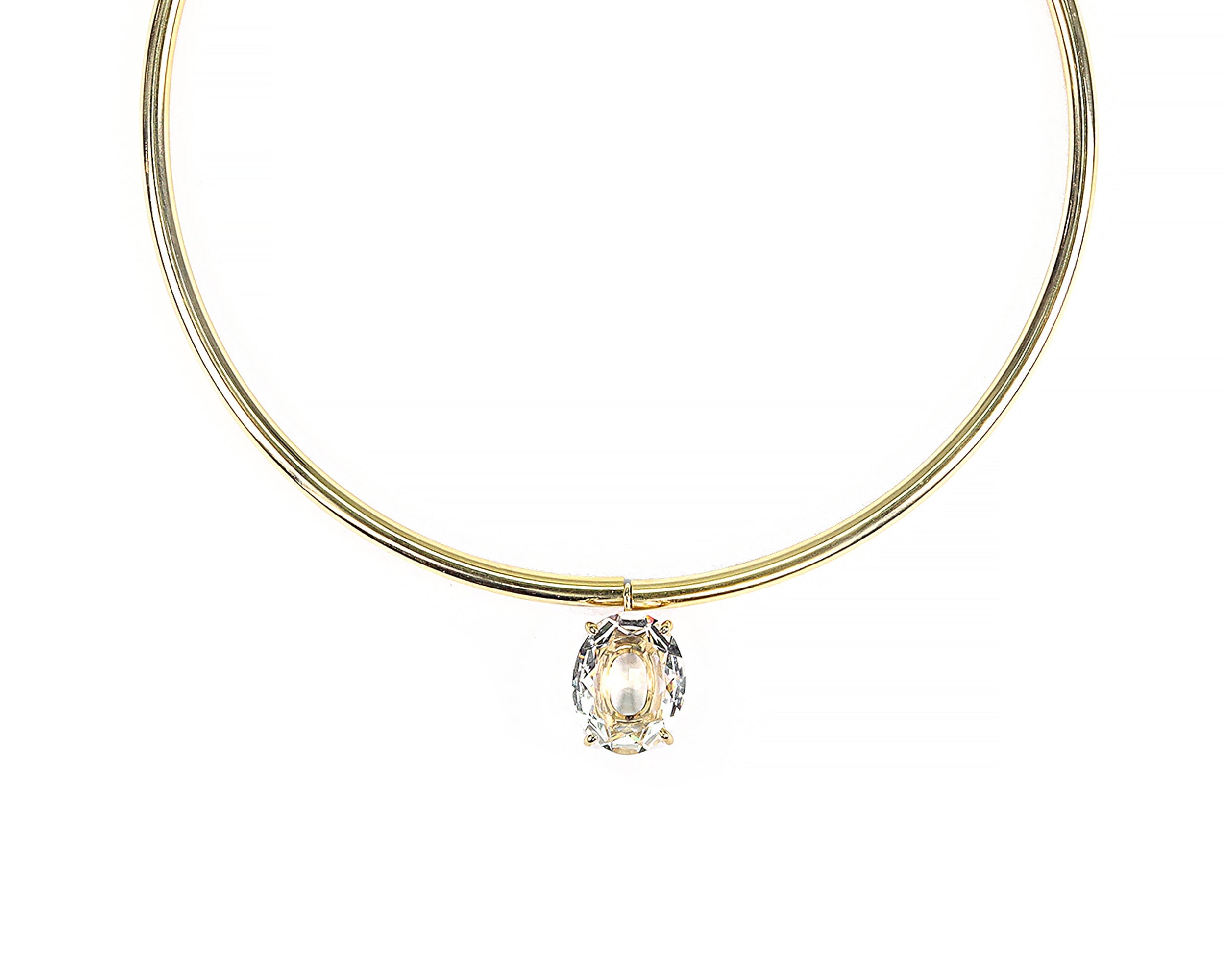 Crystal Quartz Oval Gold Tribal Necklace necklaces Anemone Jewelry