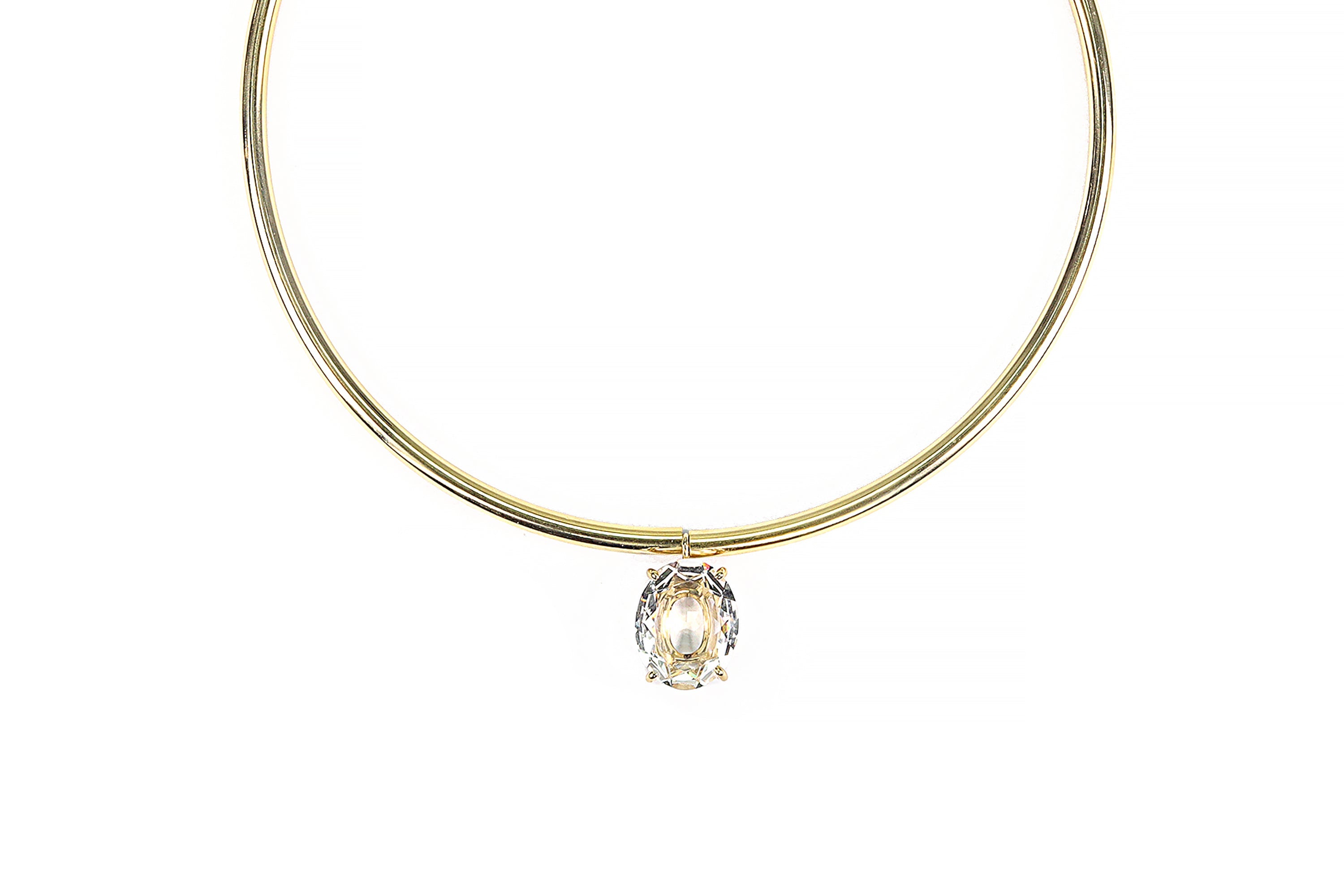 Crystal Quartz Oval Gold Tribal Necklace necklaces Anemone Jewelry