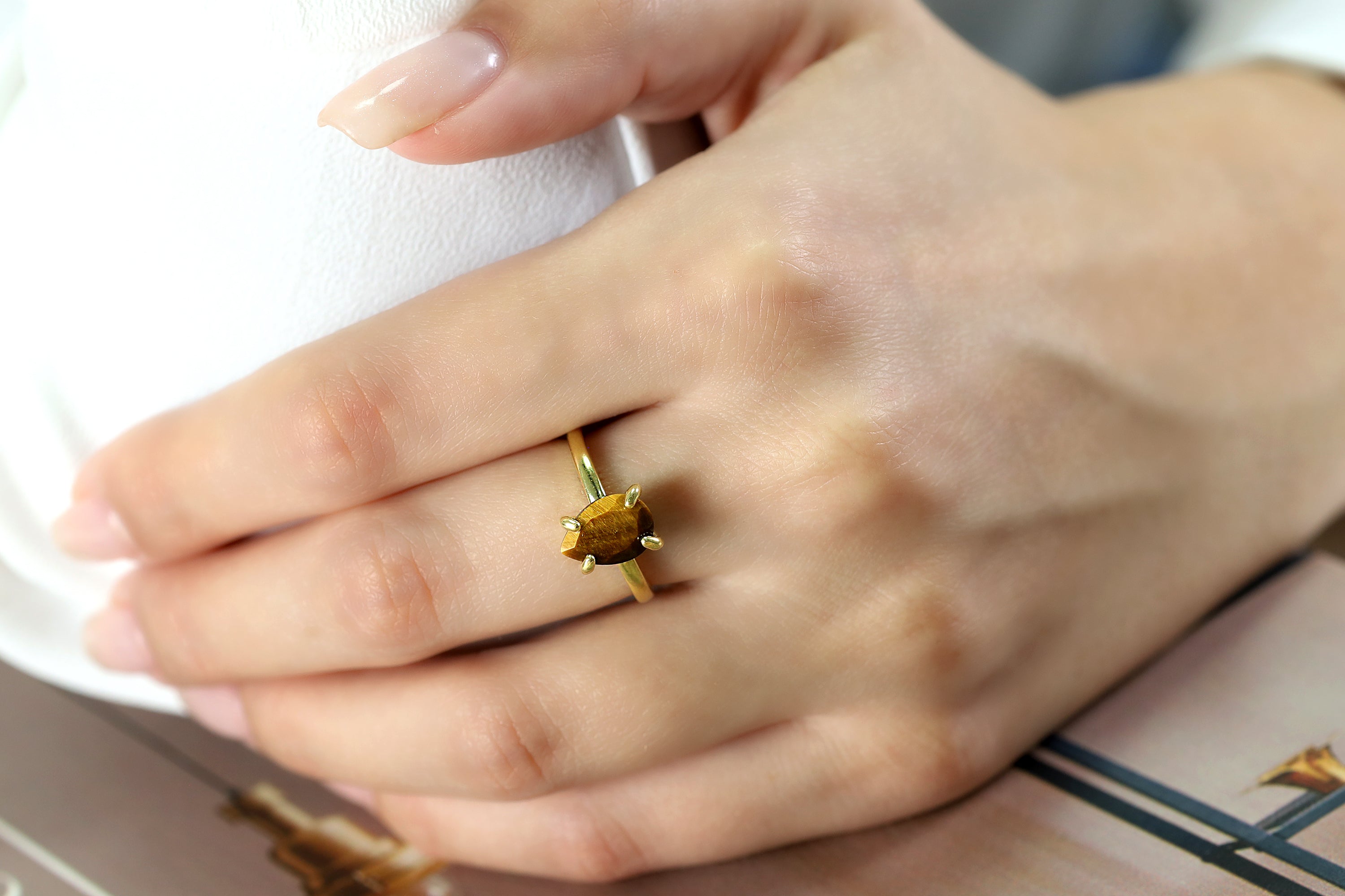 Exquisite 14k Gold Tiger Eye Ring Rings Anemone Unique
