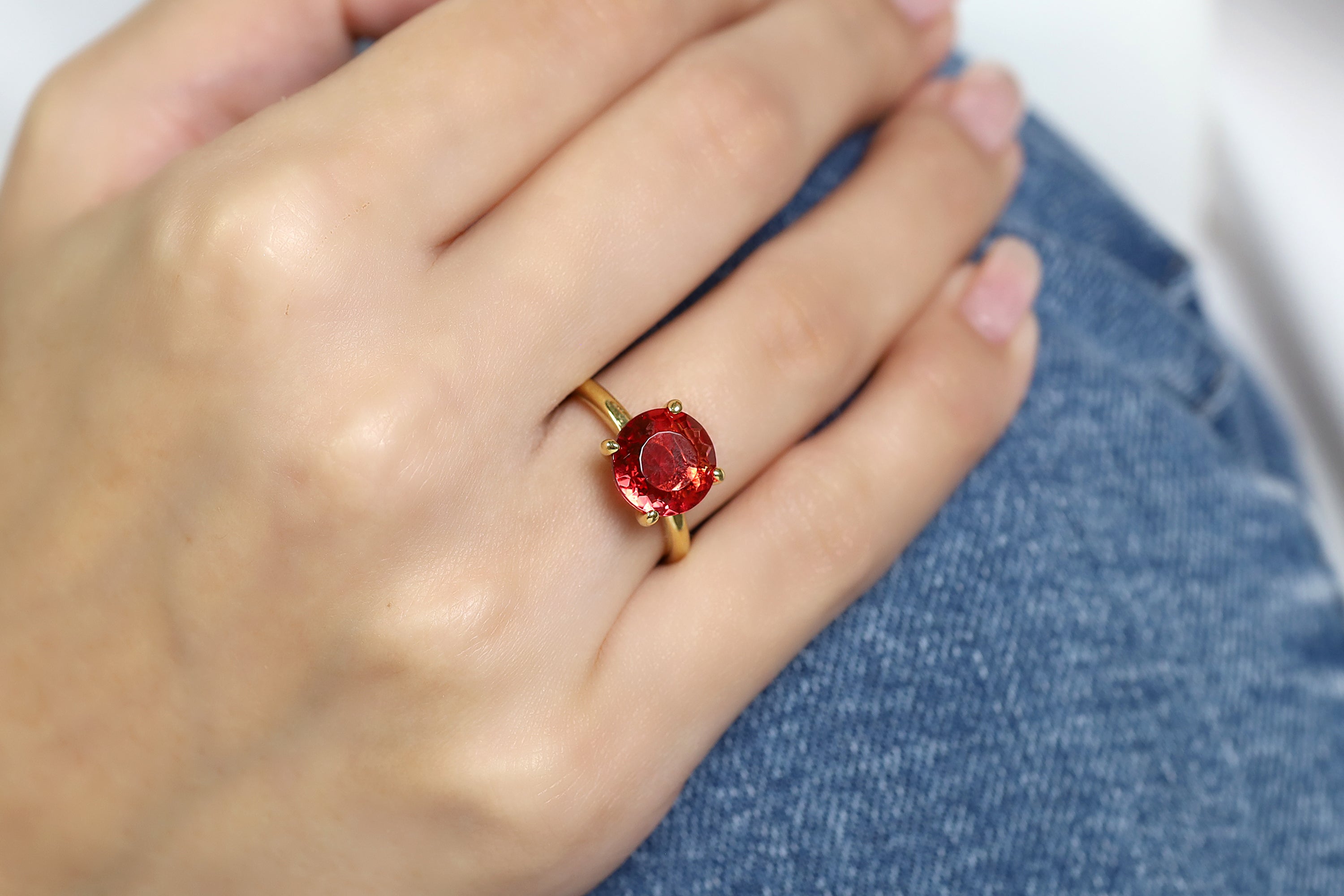 Pink Tourmaline Round Solitaire Ring Rings Anemone Unique