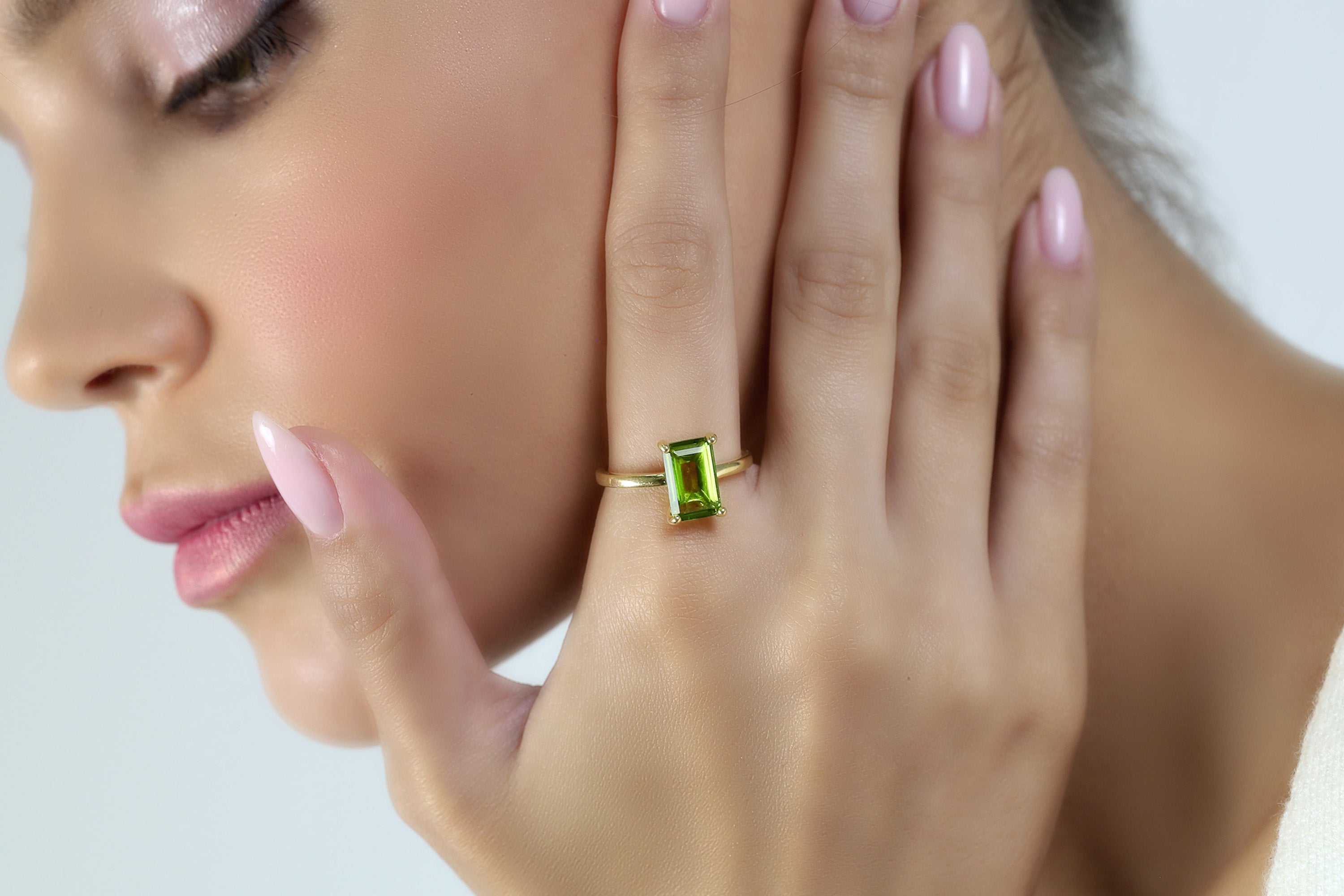Pink Rose Gold Peridot Ring Rings Anemone Unique