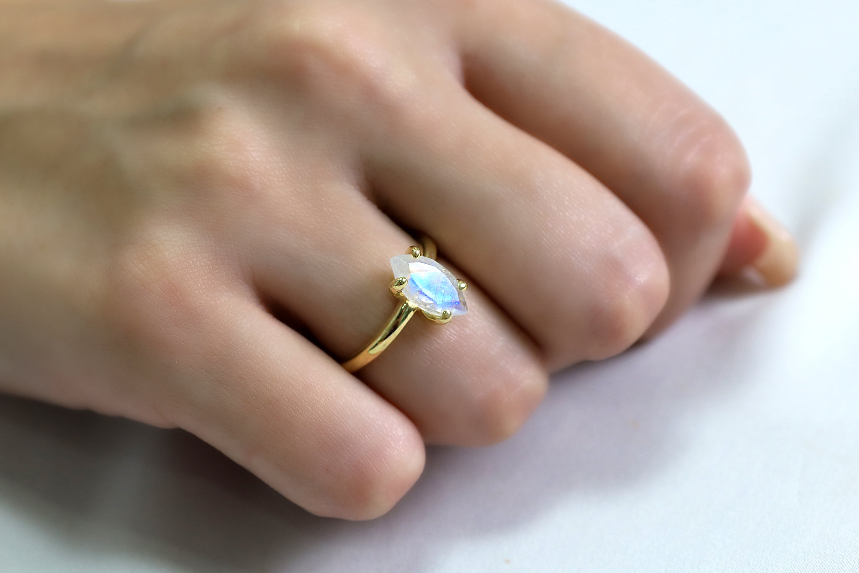 Rose Gold Marquise Moonstone Ring Rings Anemone Unique
