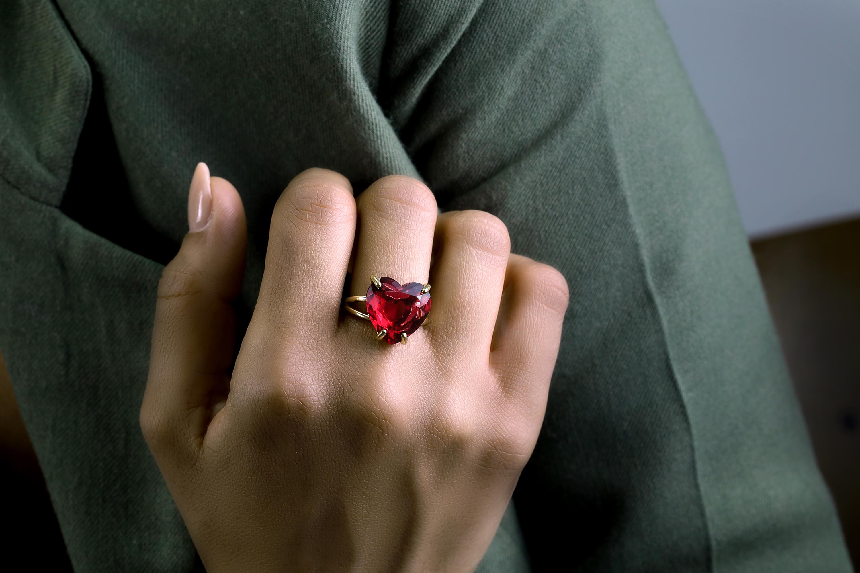 Pink Tourmaline Heart Cut Ring Anemone Jewelry