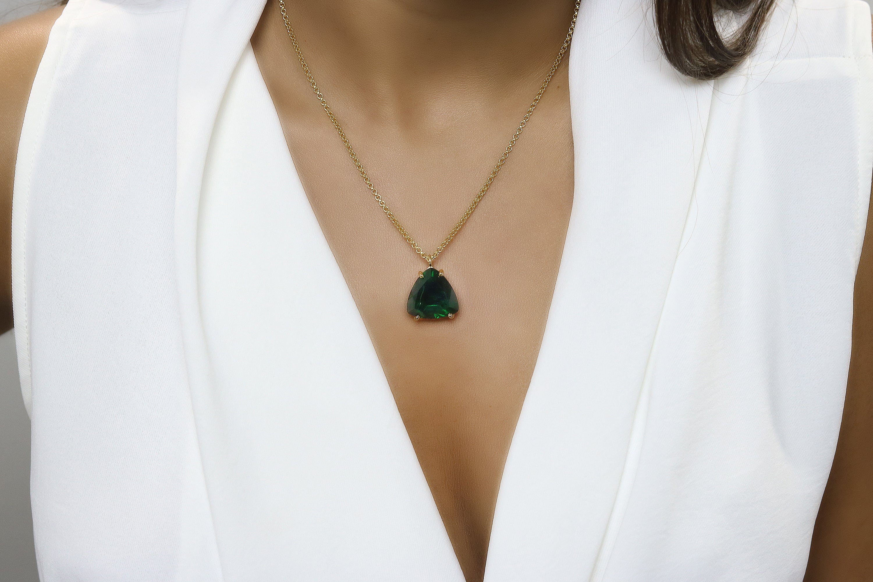 Vibrant Emerald Pendant Sterling Silver Necklace necklaces Anemone Jewelry