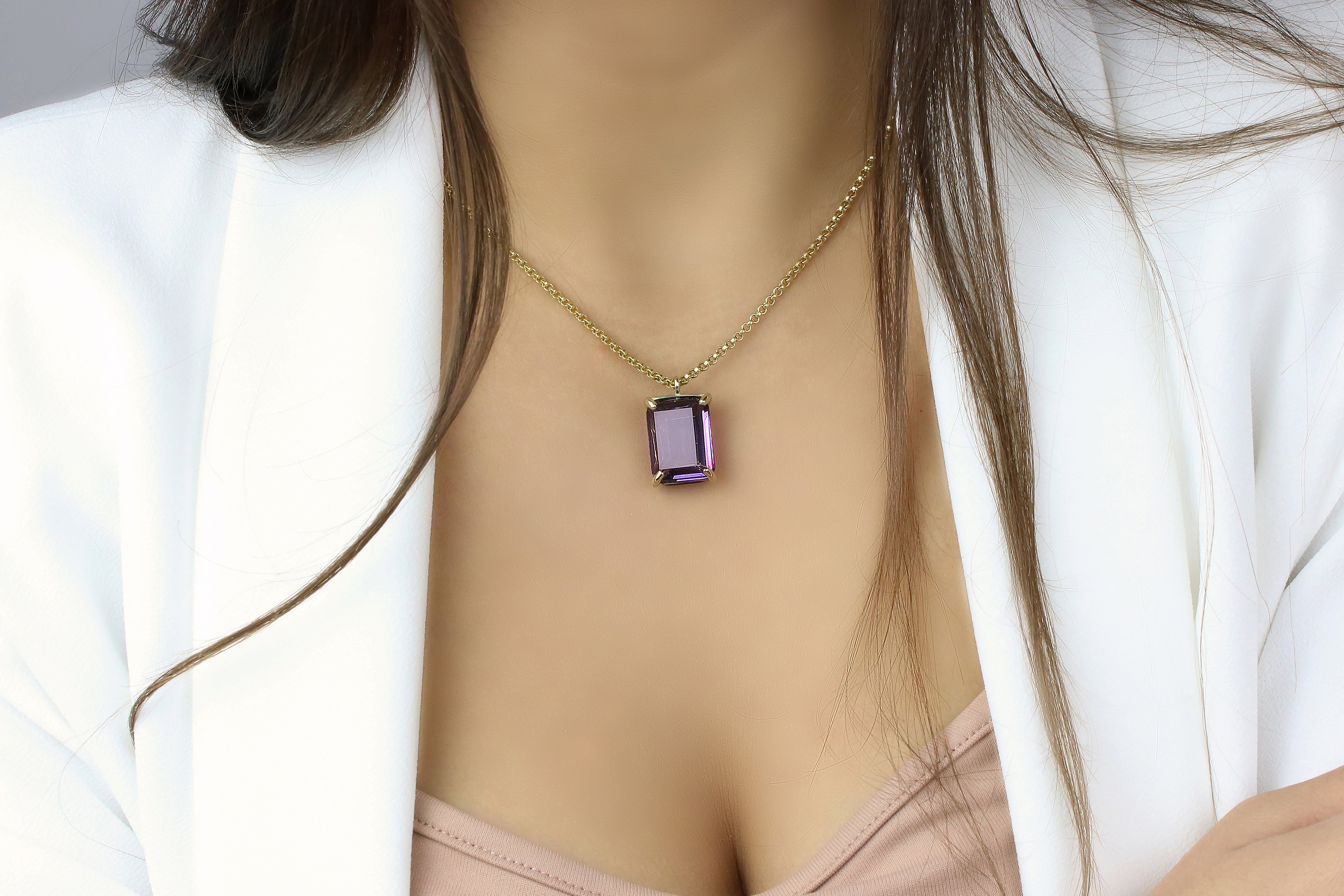 Timeless Amethyst Pendant Necklace in 14k Gold necklaces Anemone Jewelry