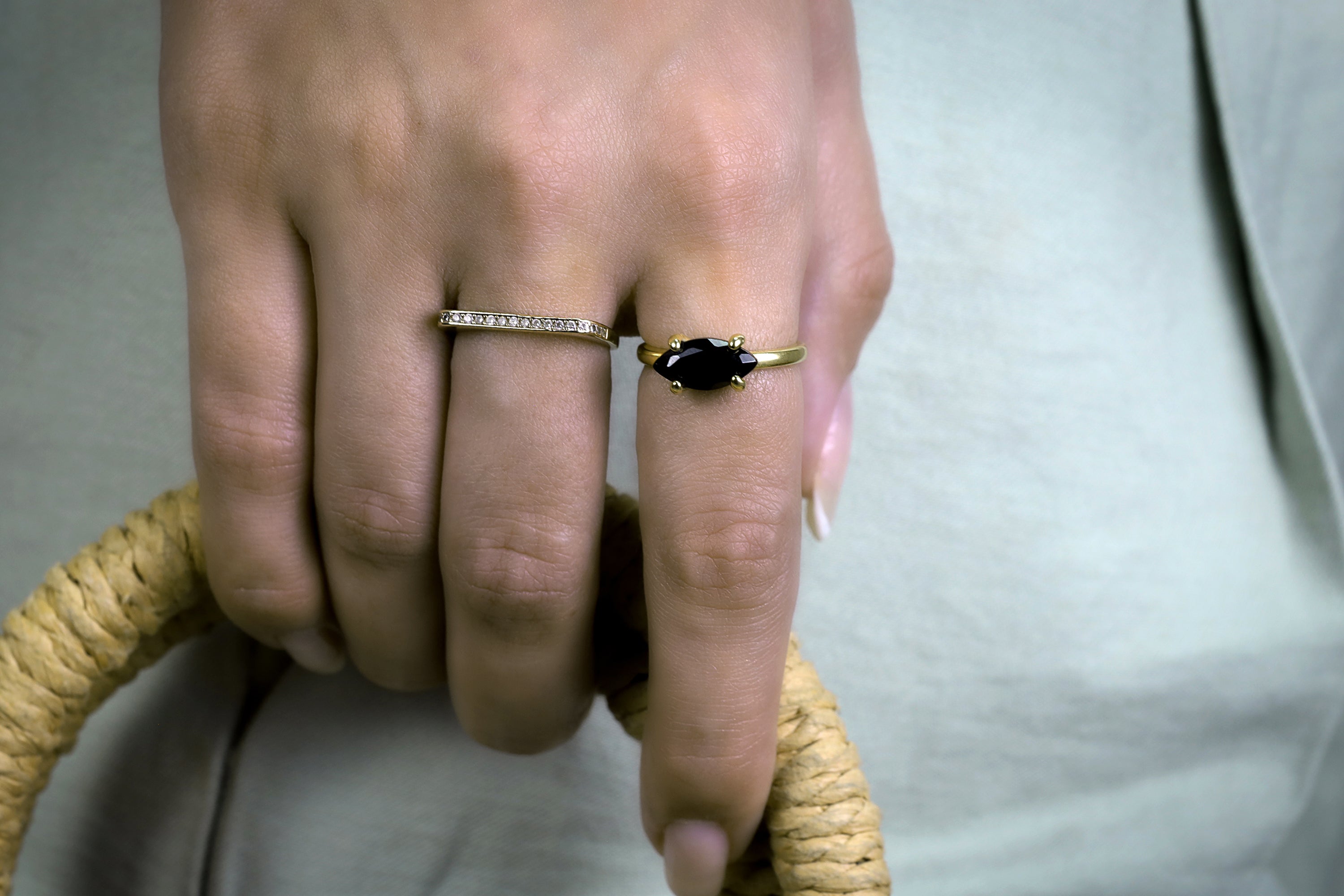 Black Onyx Gold Filled Ring Rings Anemone Unique