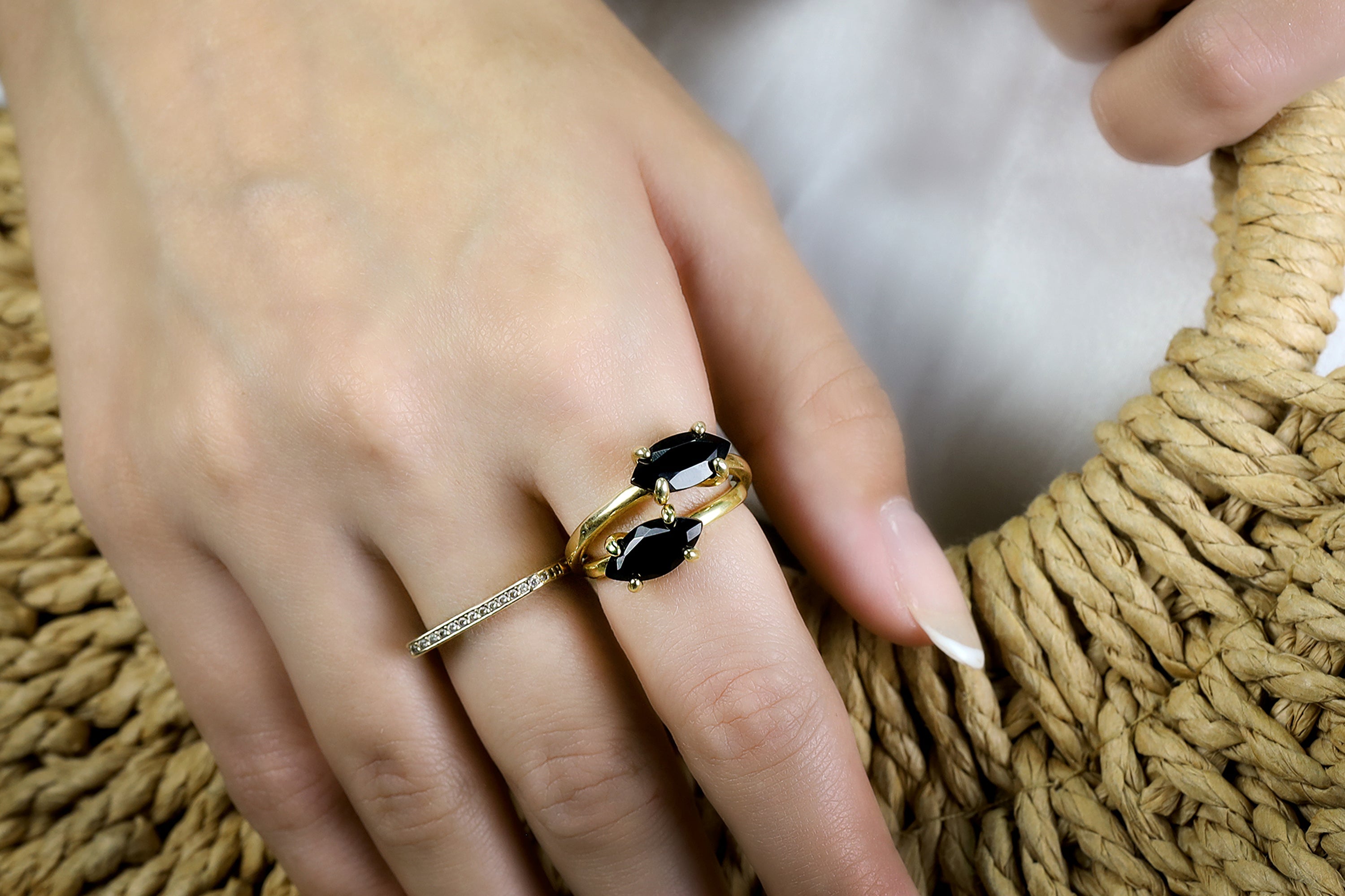 Black Onyx Gold Filled Ring Rings Anemone Unique