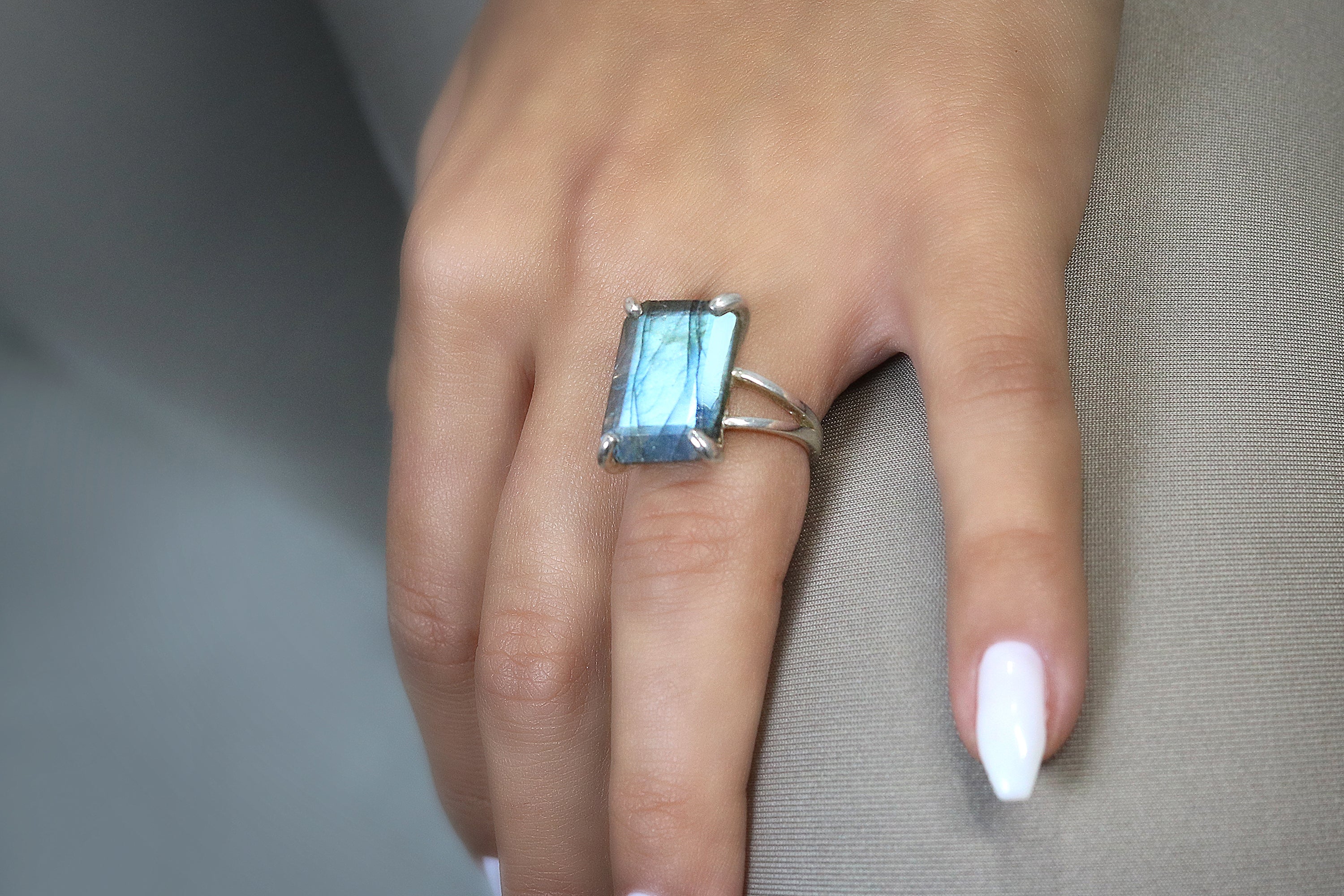 Statement Labradorite 925 Sterling Silver Ring Rings Anemone Jewelry