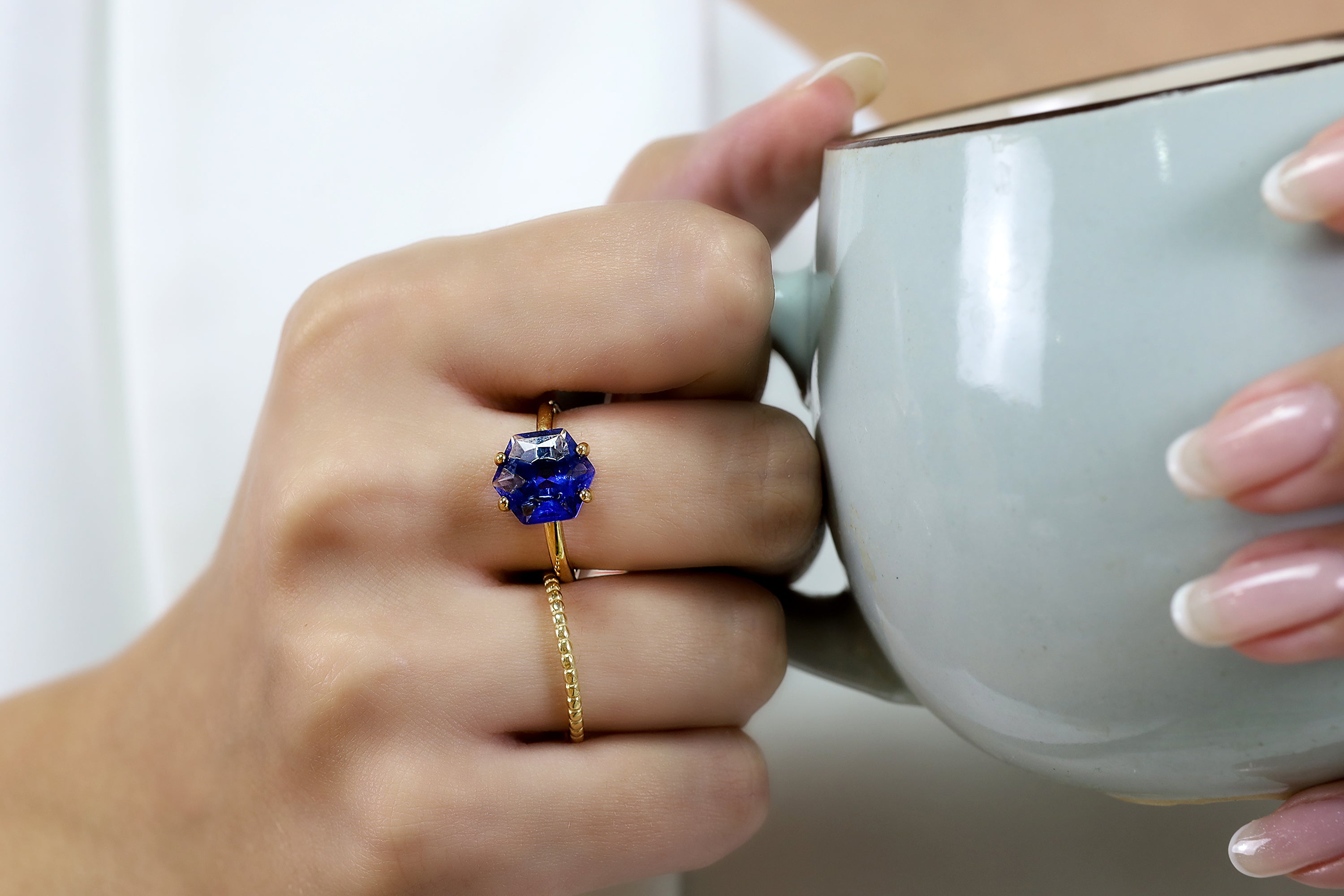 Deep Blue Sapphire Ring in Gold Rings Anemone Unique