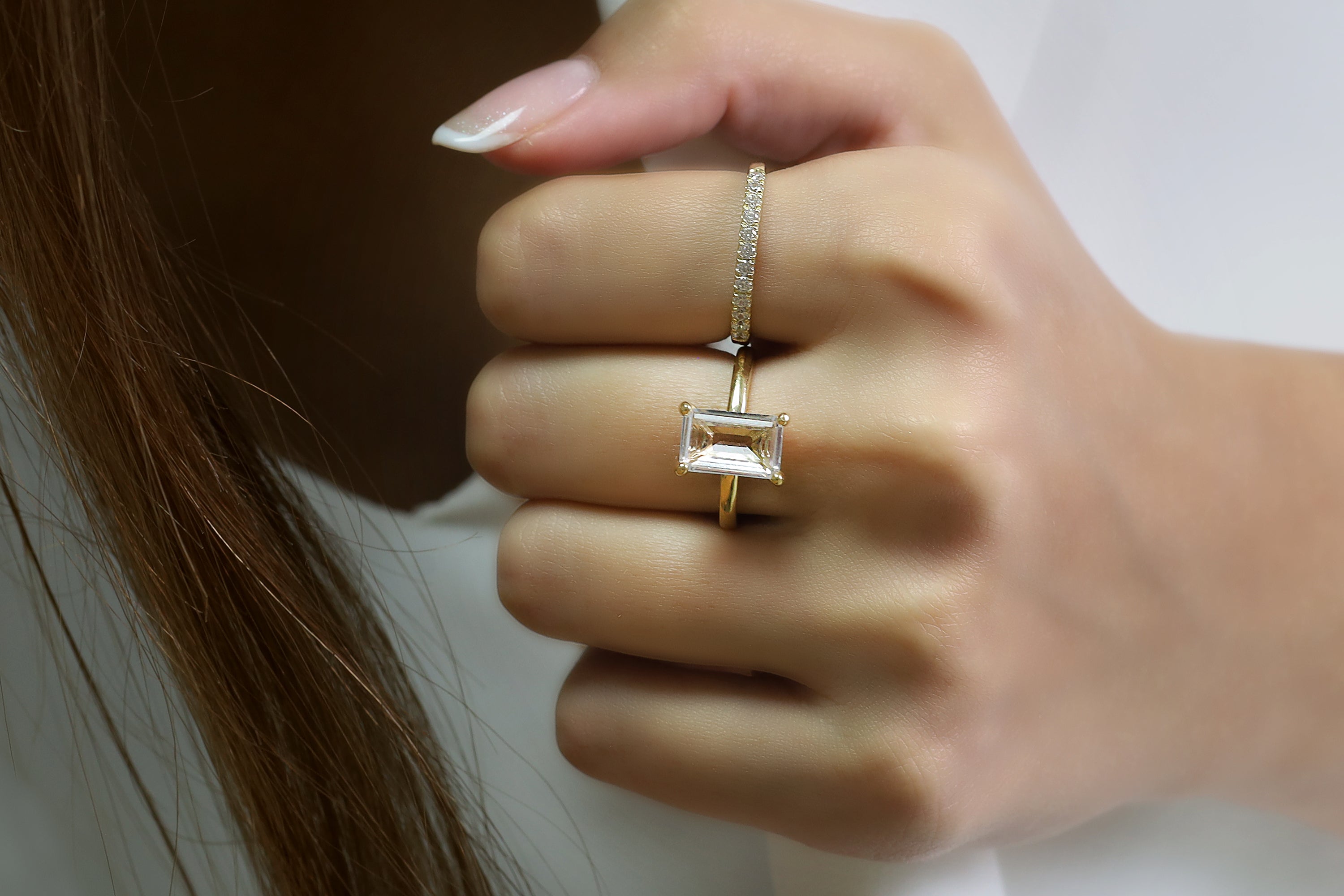 Crystal Quartz Rectangle Ring in Sterling Silver Rings Anemone Unique