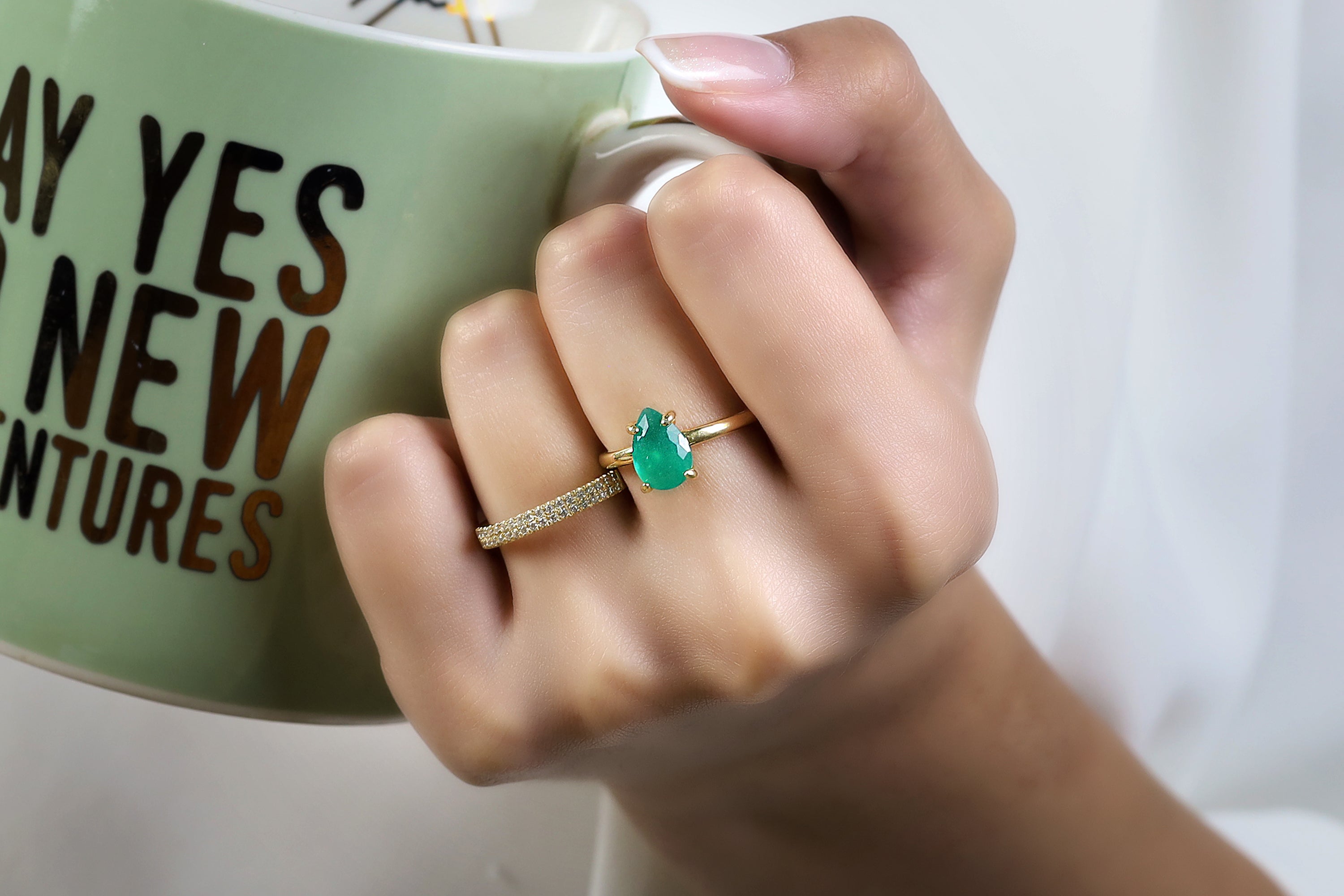 Pear-Cut Green Onyx Ring in 925 Sterling Silver Rings Anemone Unique