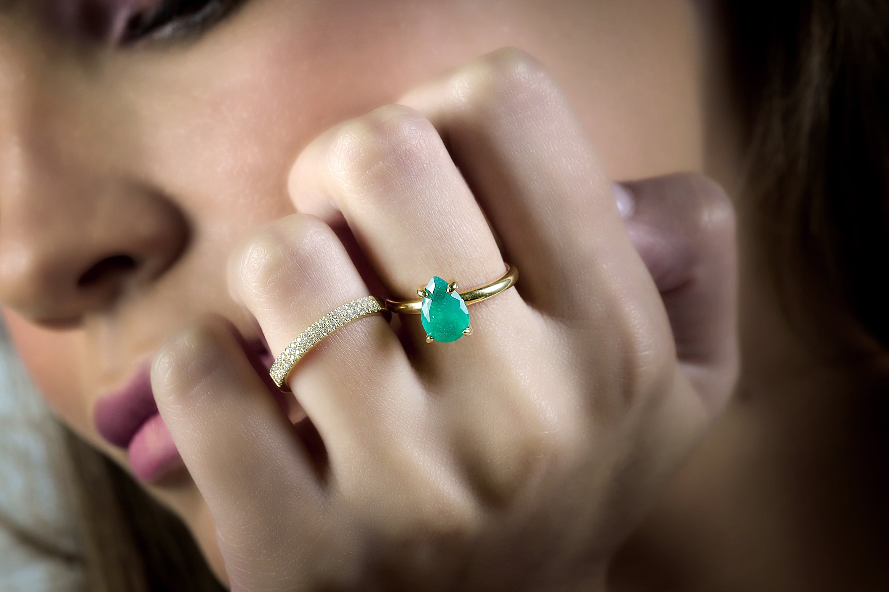 Pear Green Onyx Rose Gold Ring Rings Anemone Jewelry