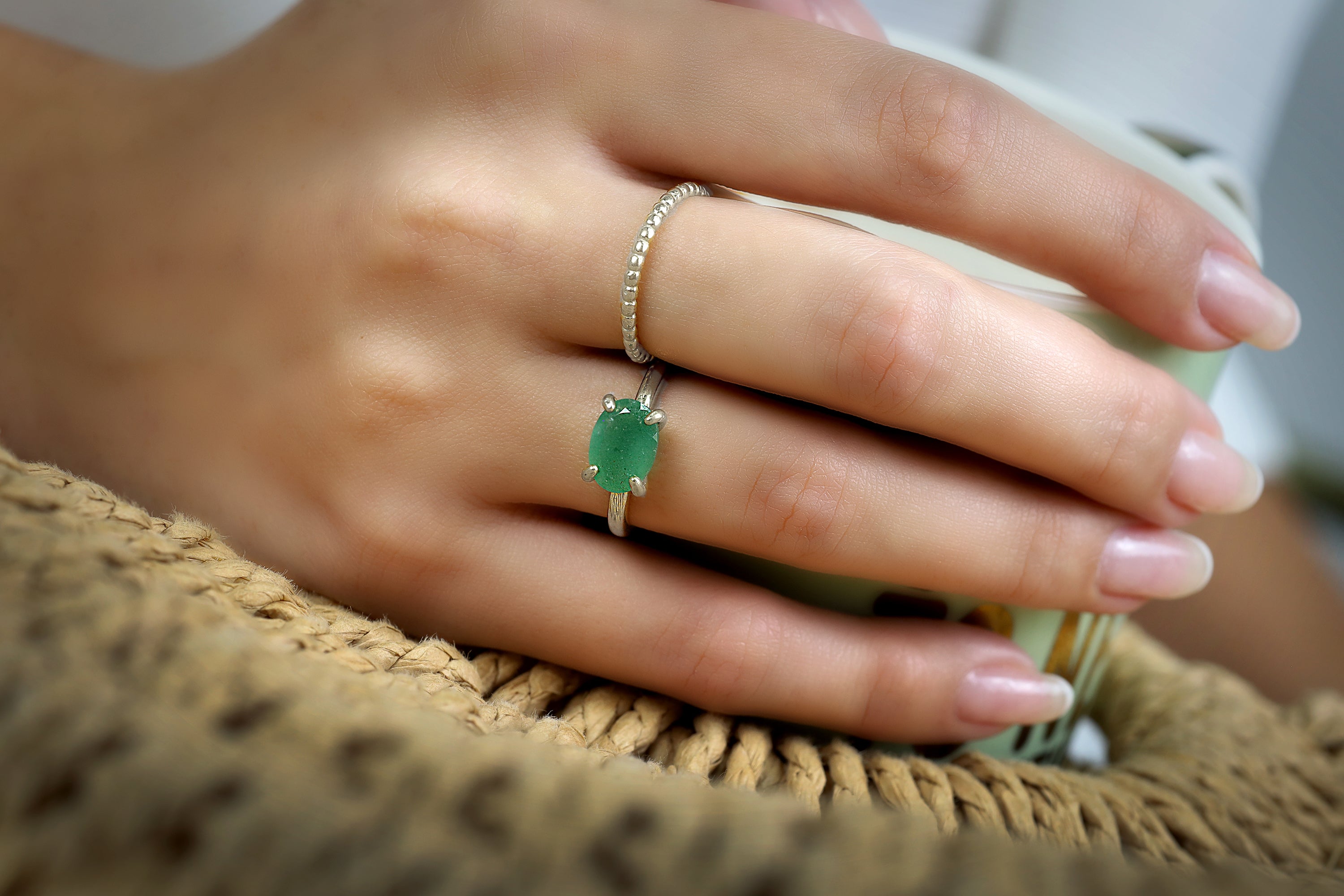 Oval Aventurine Ring in 14K Gold-filled Setting Rings Anemone Unique