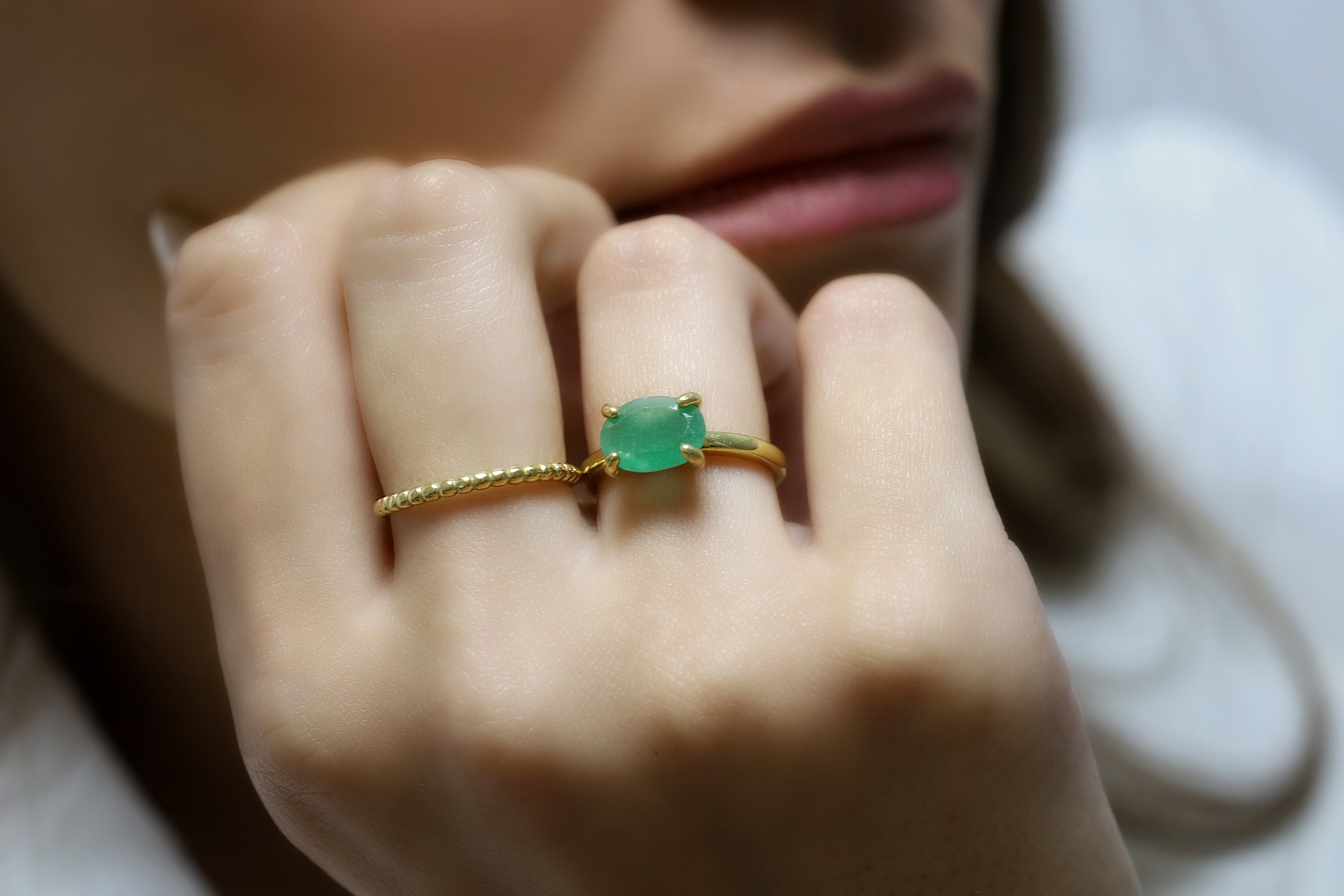 Green Aventurine Sterling Silver Oval Solitaire Ring Rings Anemone Unique