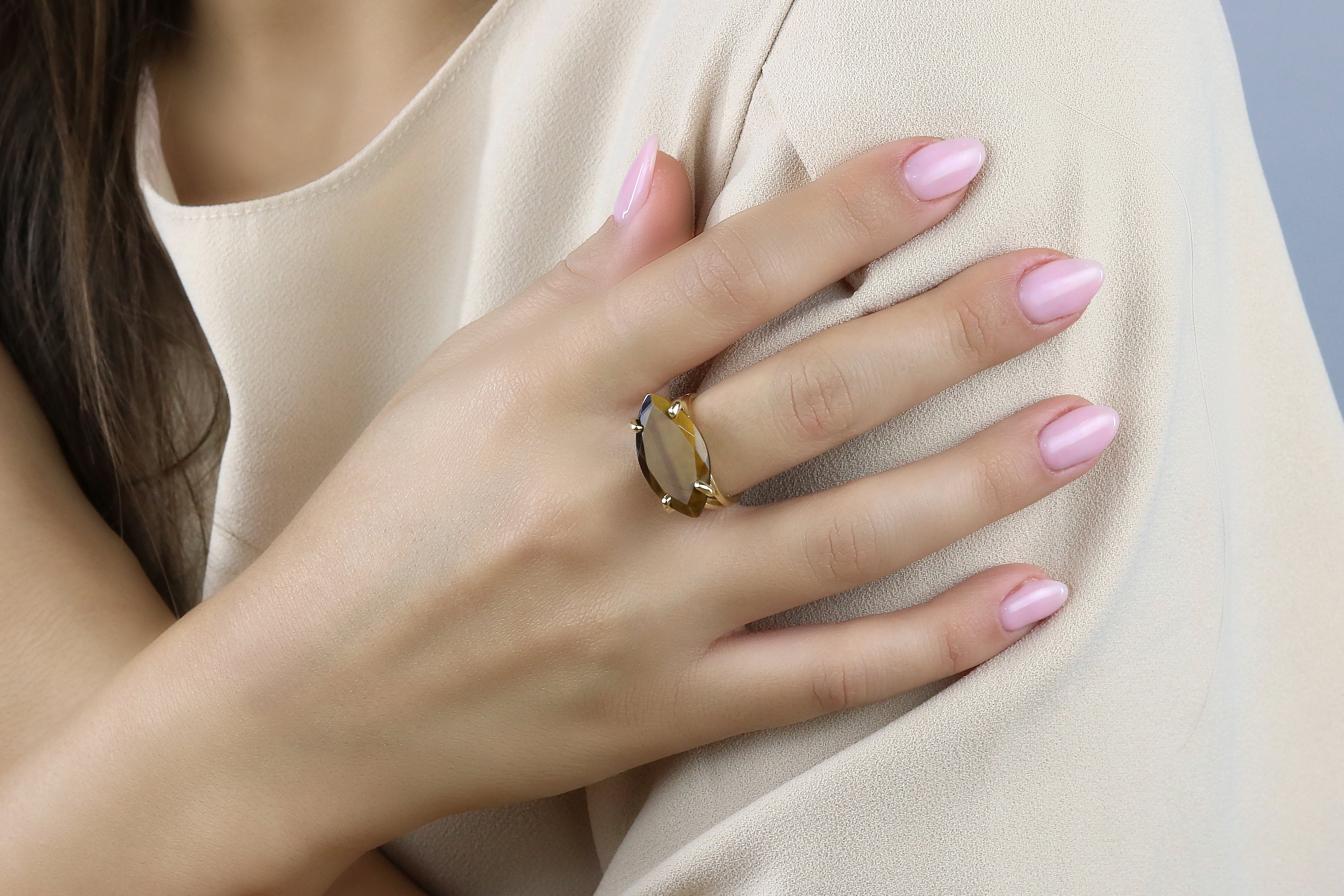 14k Gold Filled Custom Tiger Eye Gem Rings Rings Anemone Jewelry