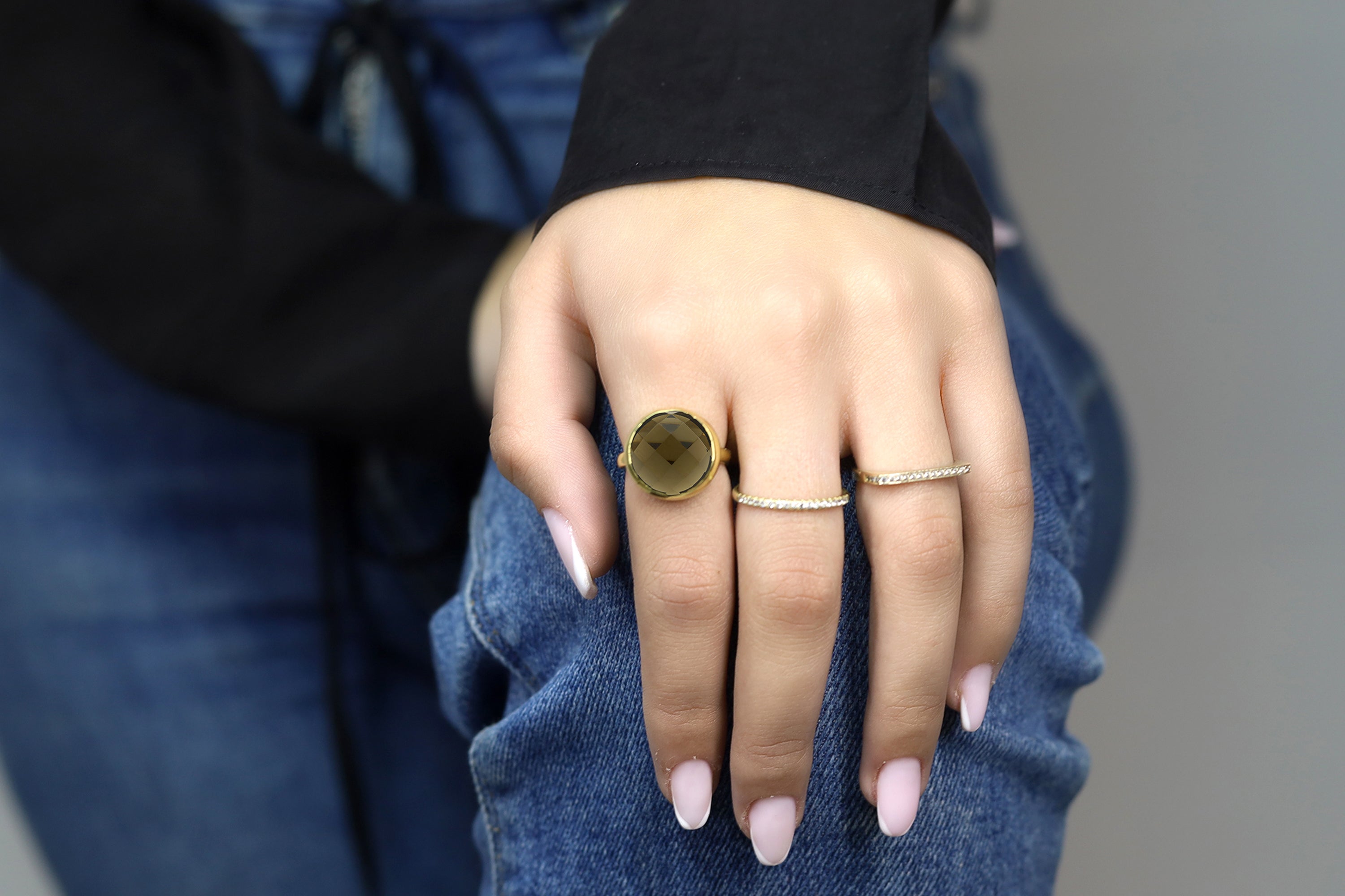 Brown Smoky Quartz Bezel Stack 925 Silver Ring Rings Anemone Limited