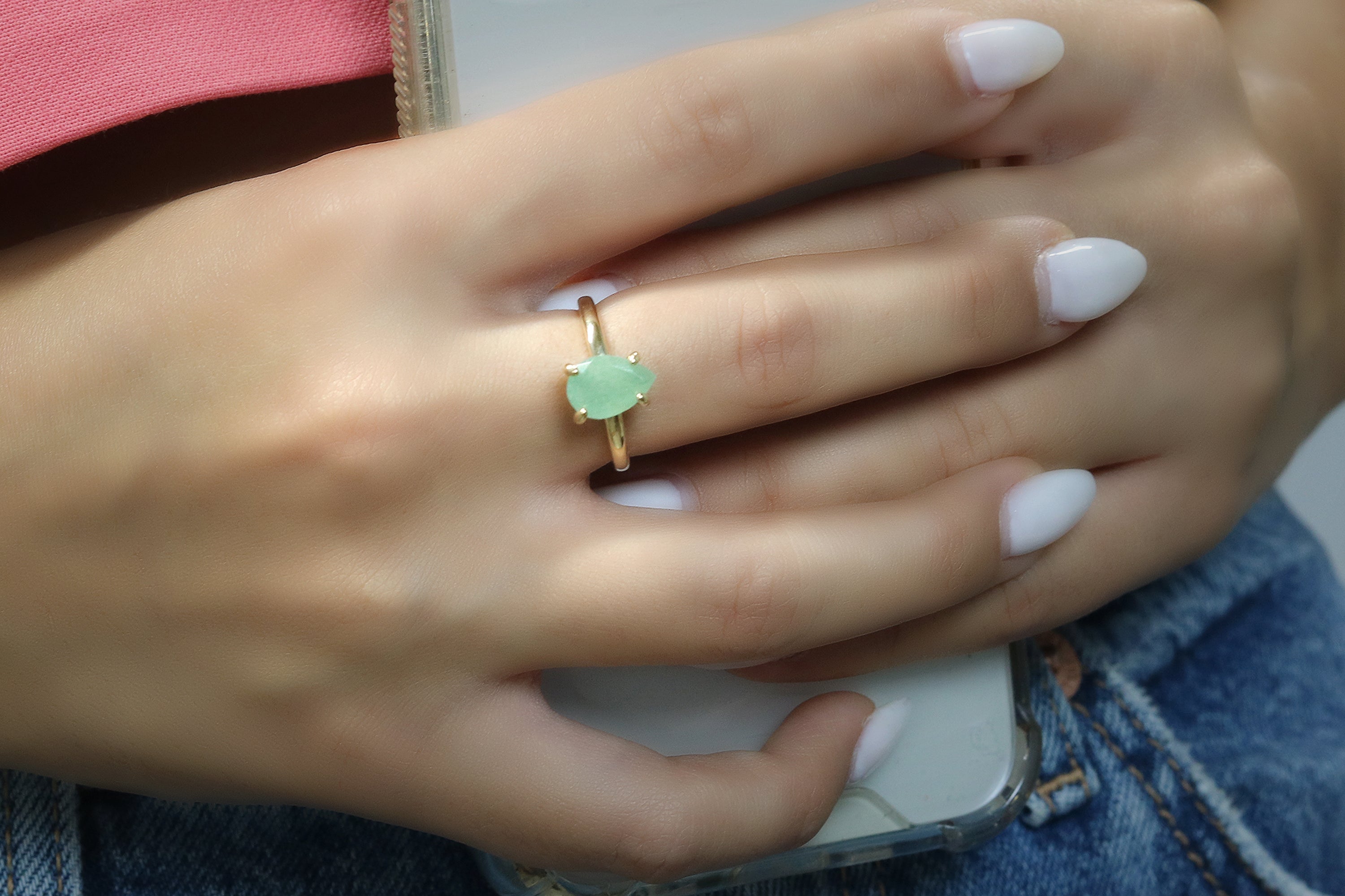 Green Aventurine Ring in 14k Gold Filling Rings Anemone Unique