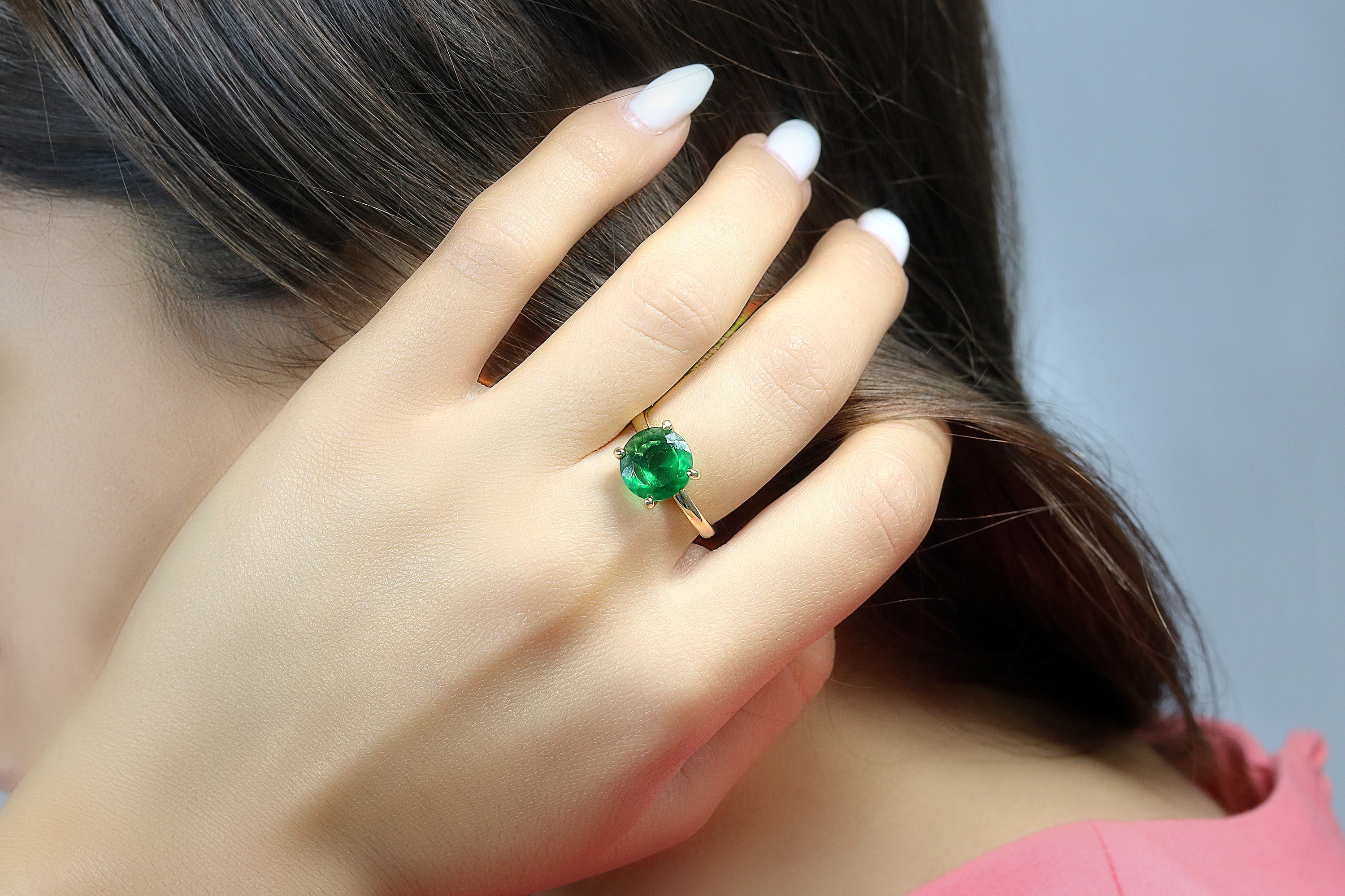 Adorable Emerald Ring in 925 Silver Anemone Unique