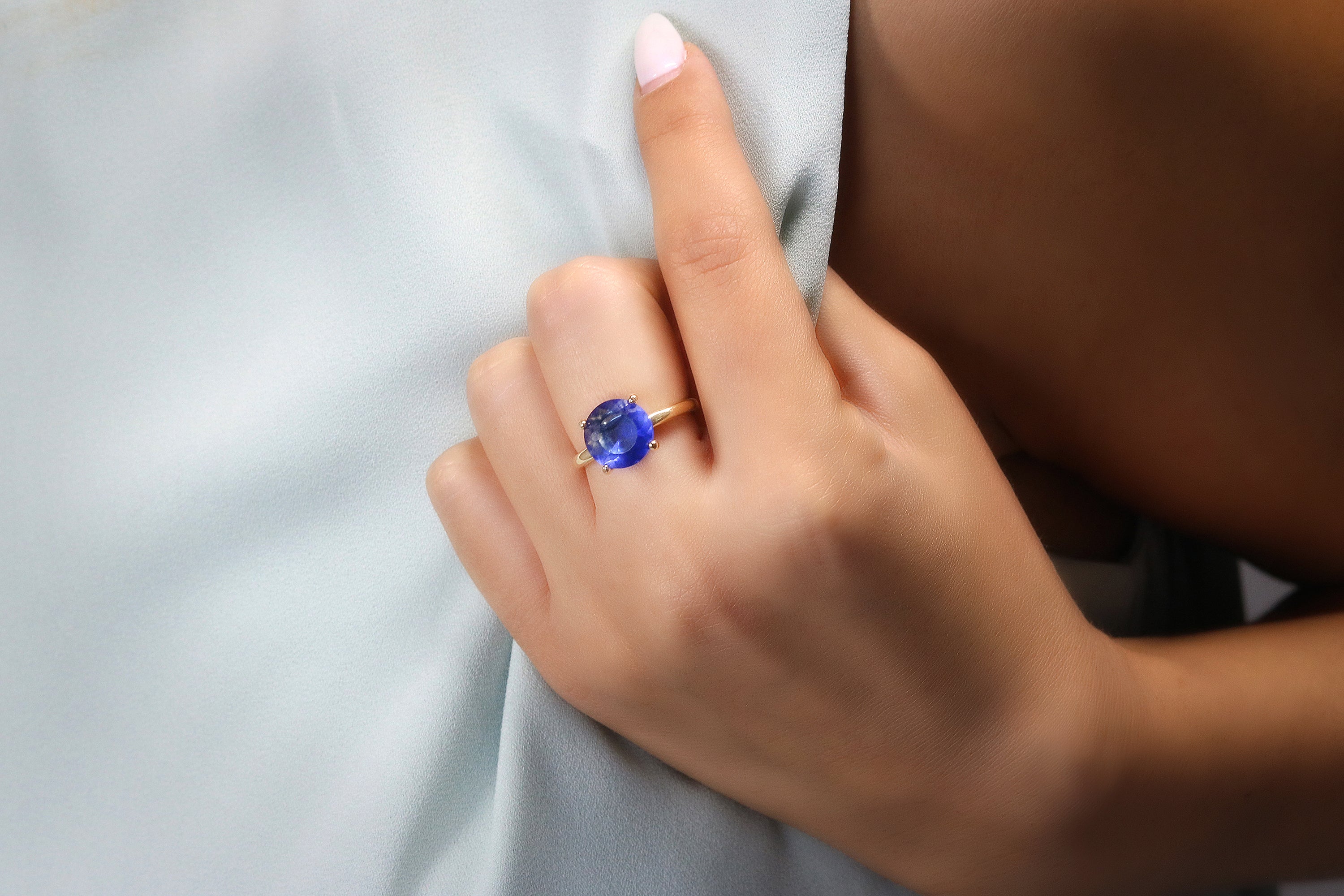 Stunning Sapphire Gold Filled Ring Anemone Unique