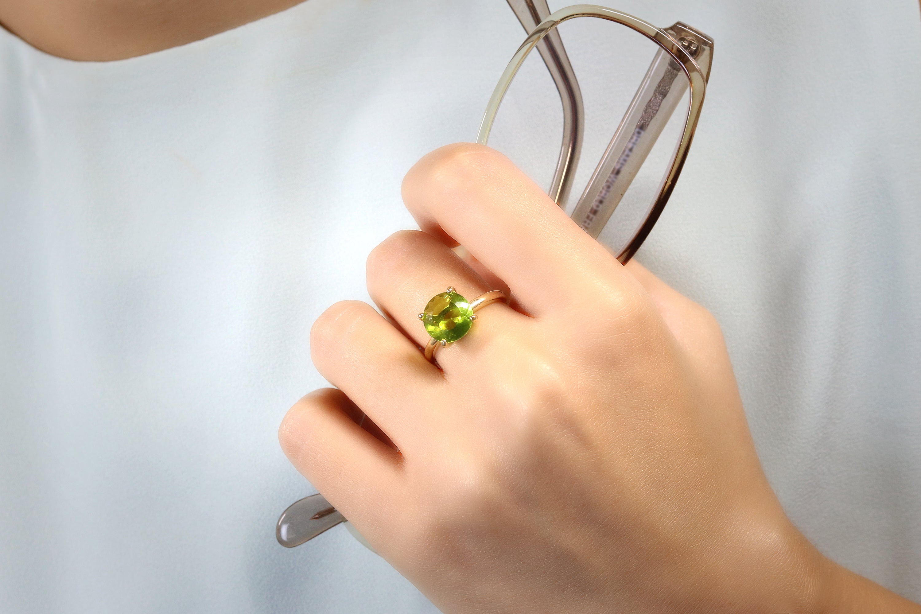 Verdant Peridot Ring in Gold Rings Anemone Unique