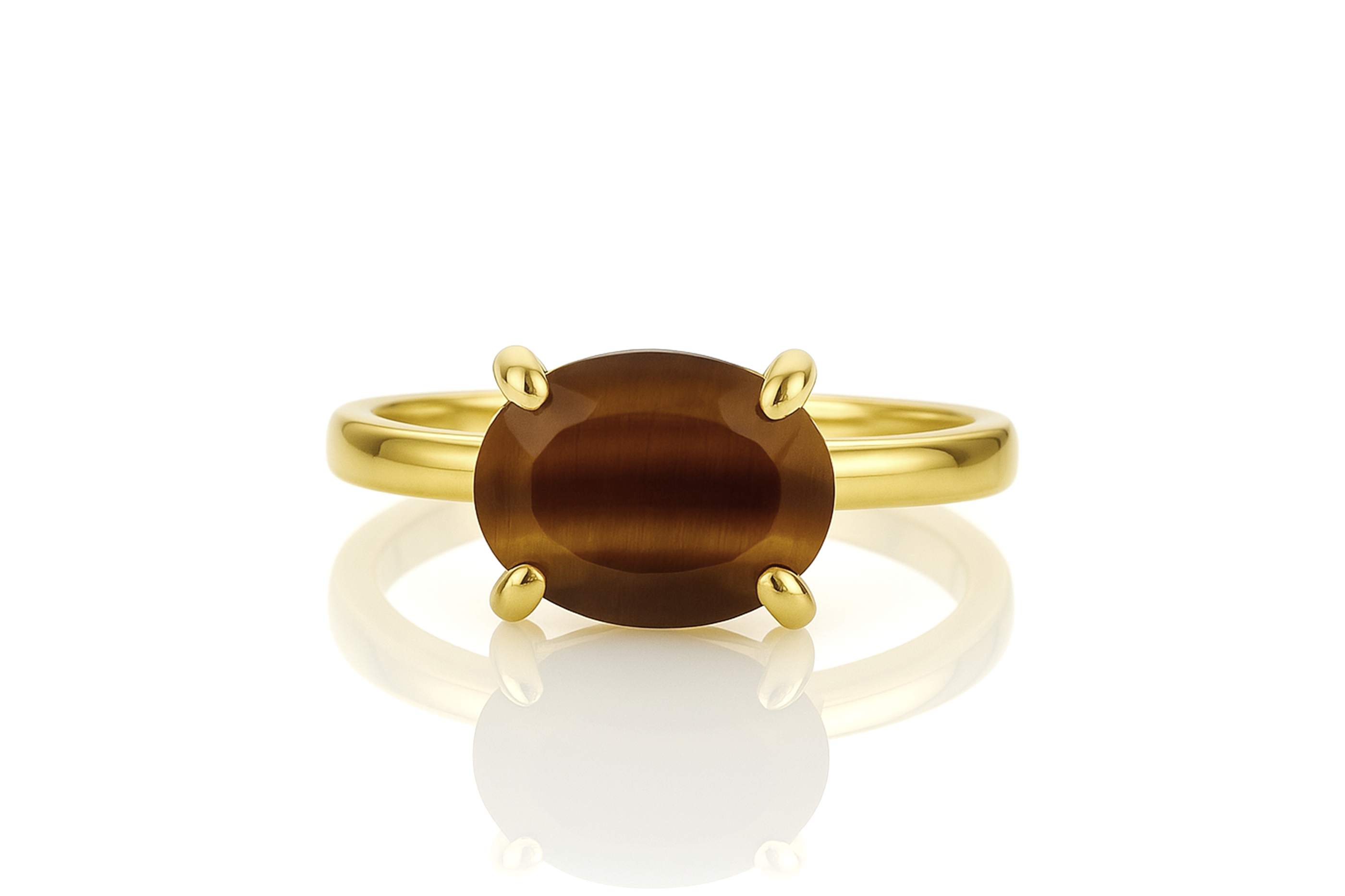 a yellow gold ring with a brown stone