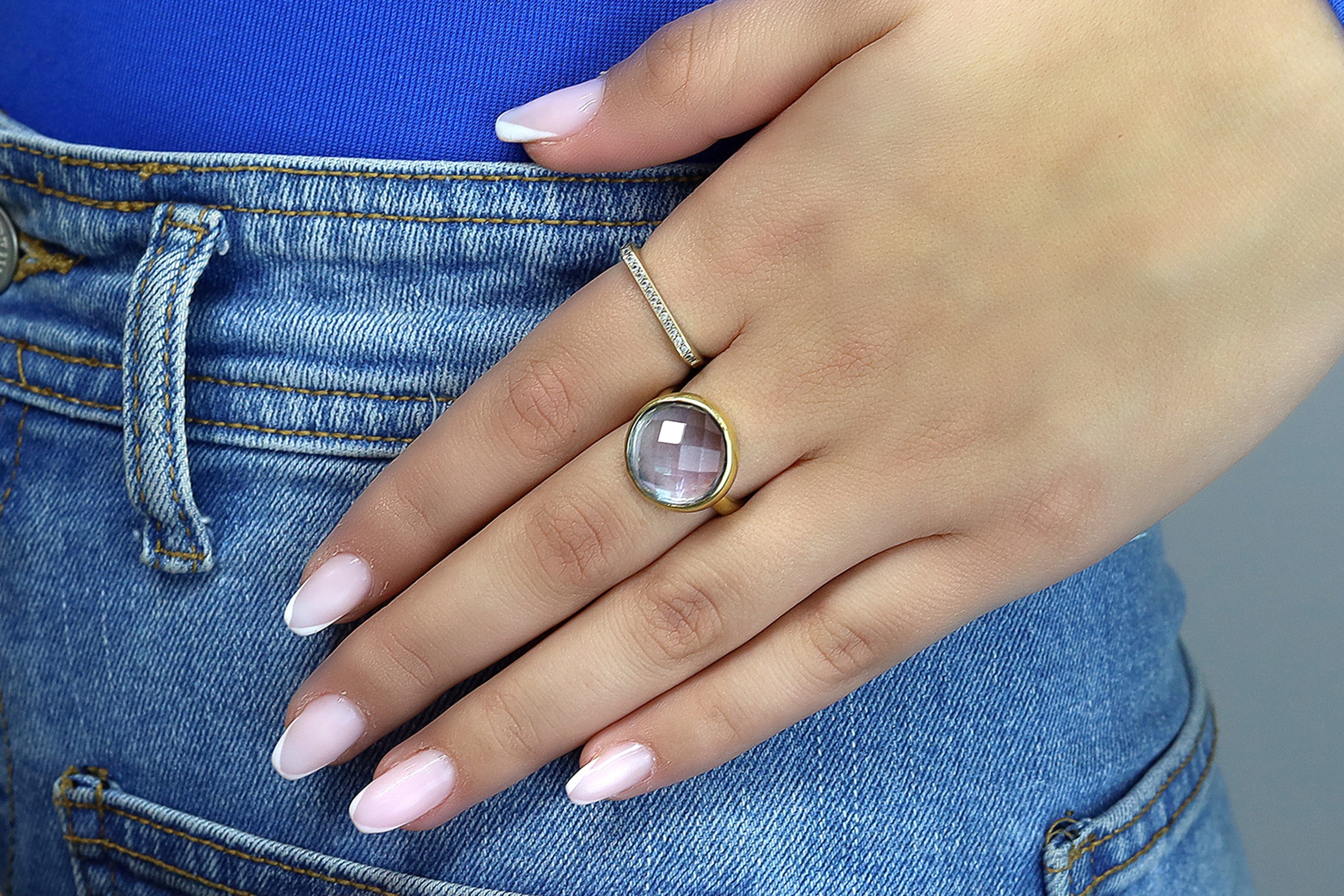 Tanzanite Gemstone Bezel Set Round Gold Filled Ring Rings Anemone Limited