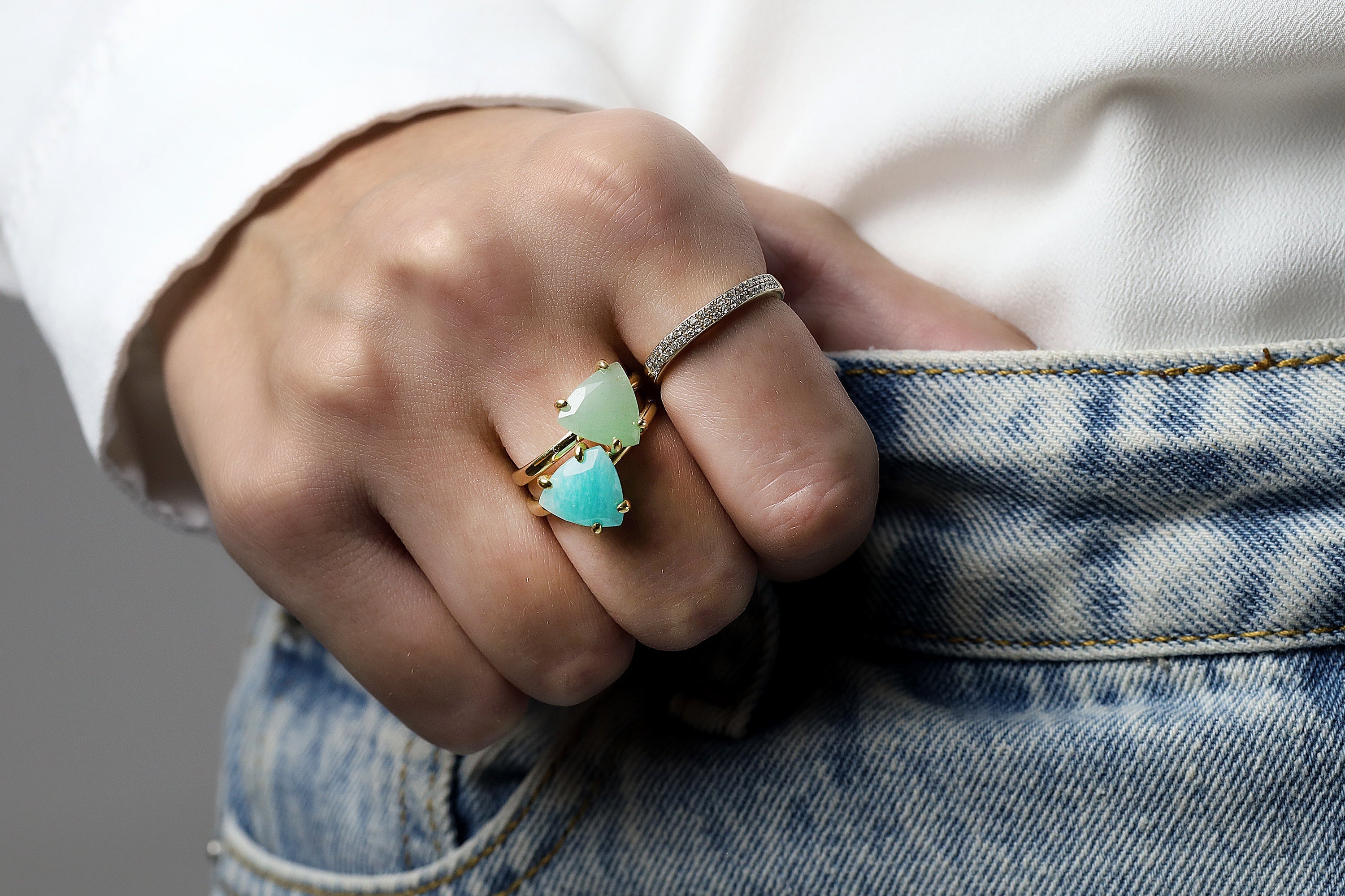 14K Gold-filled Ring with Green Aventurine Rings Anemone Unique