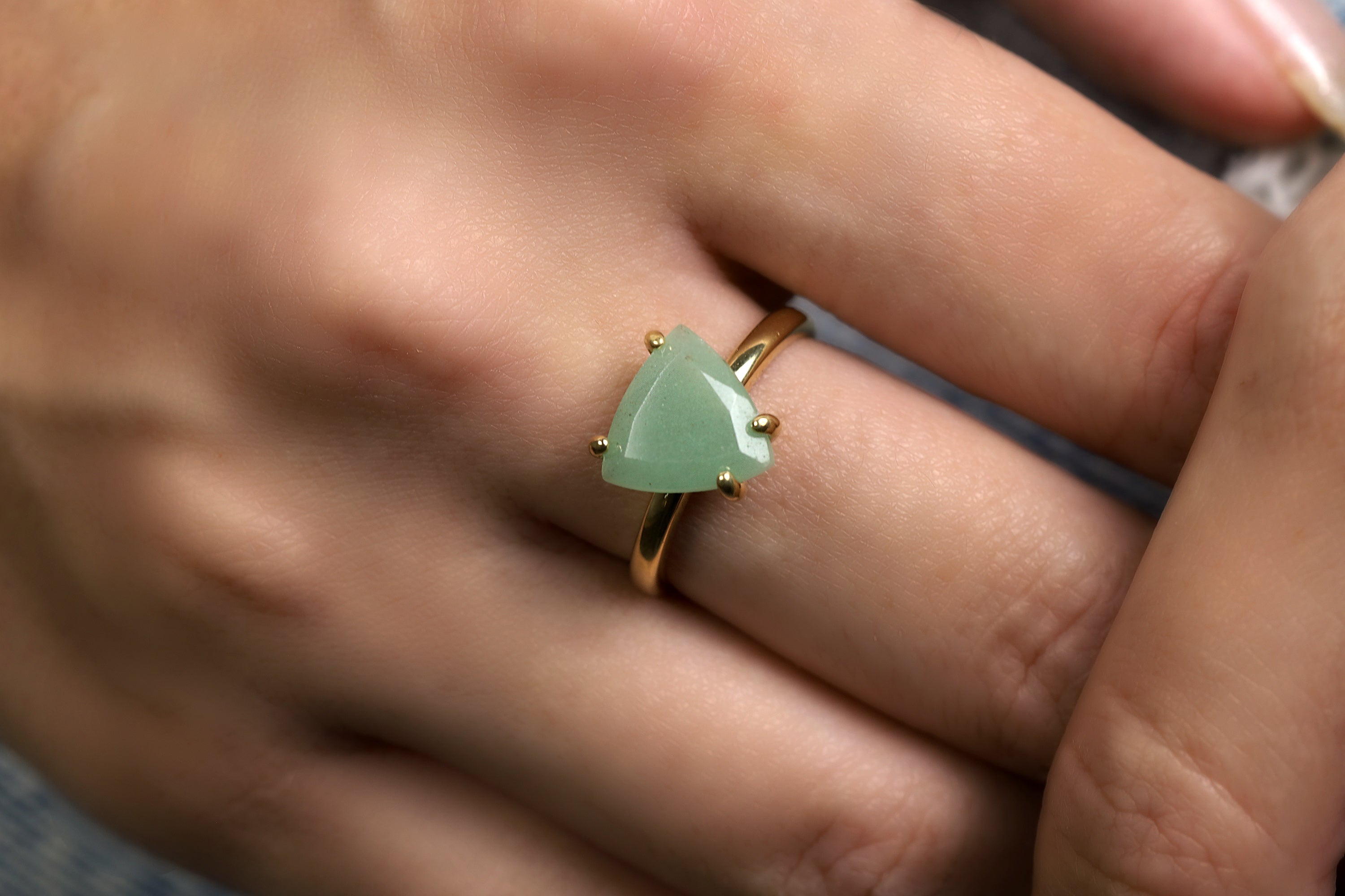 14K Gold-filled Ring with Green Aventurine Rings Anemone Unique