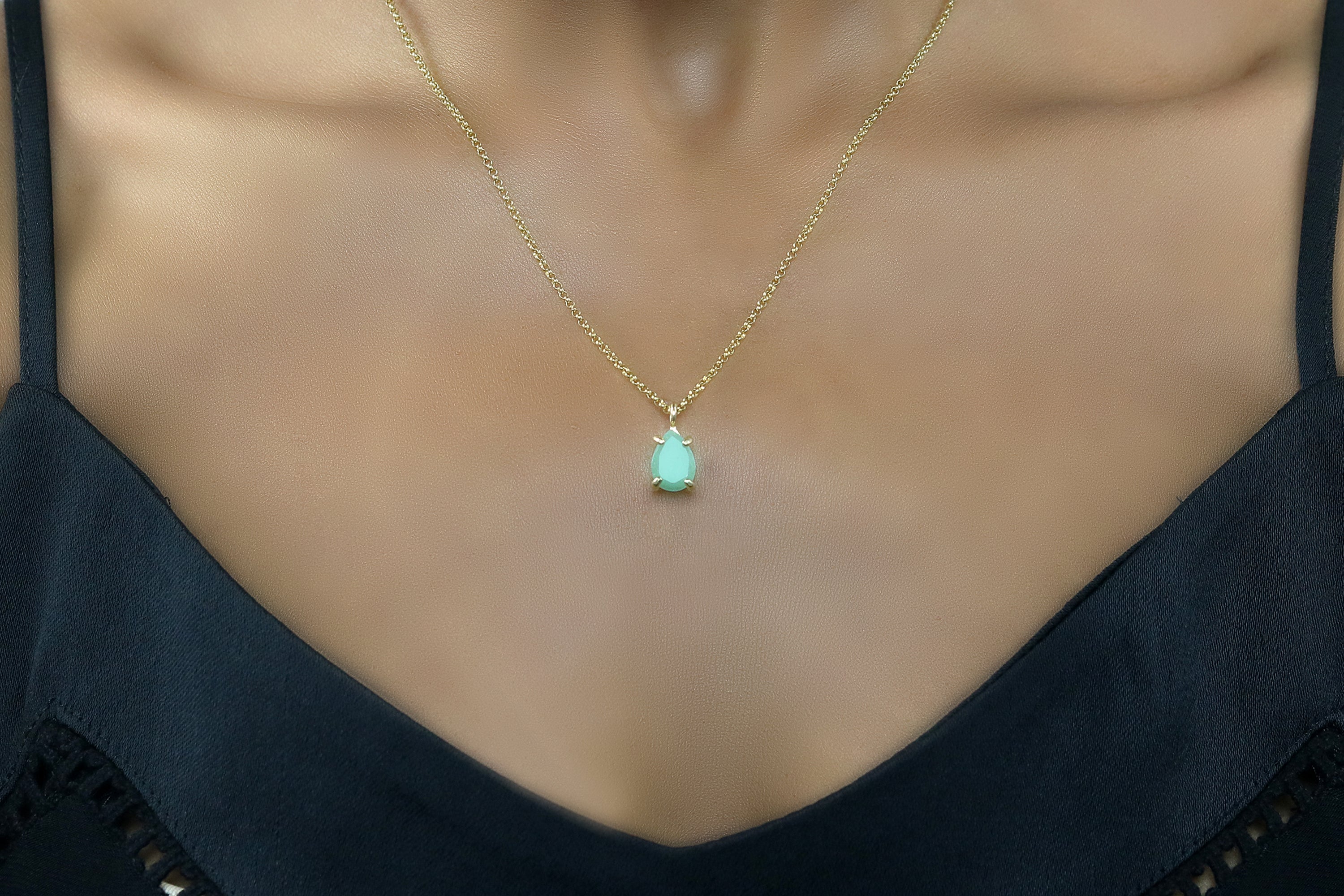 Pretty Green Aventurine Gold Necklace necklaces Anemone Unique