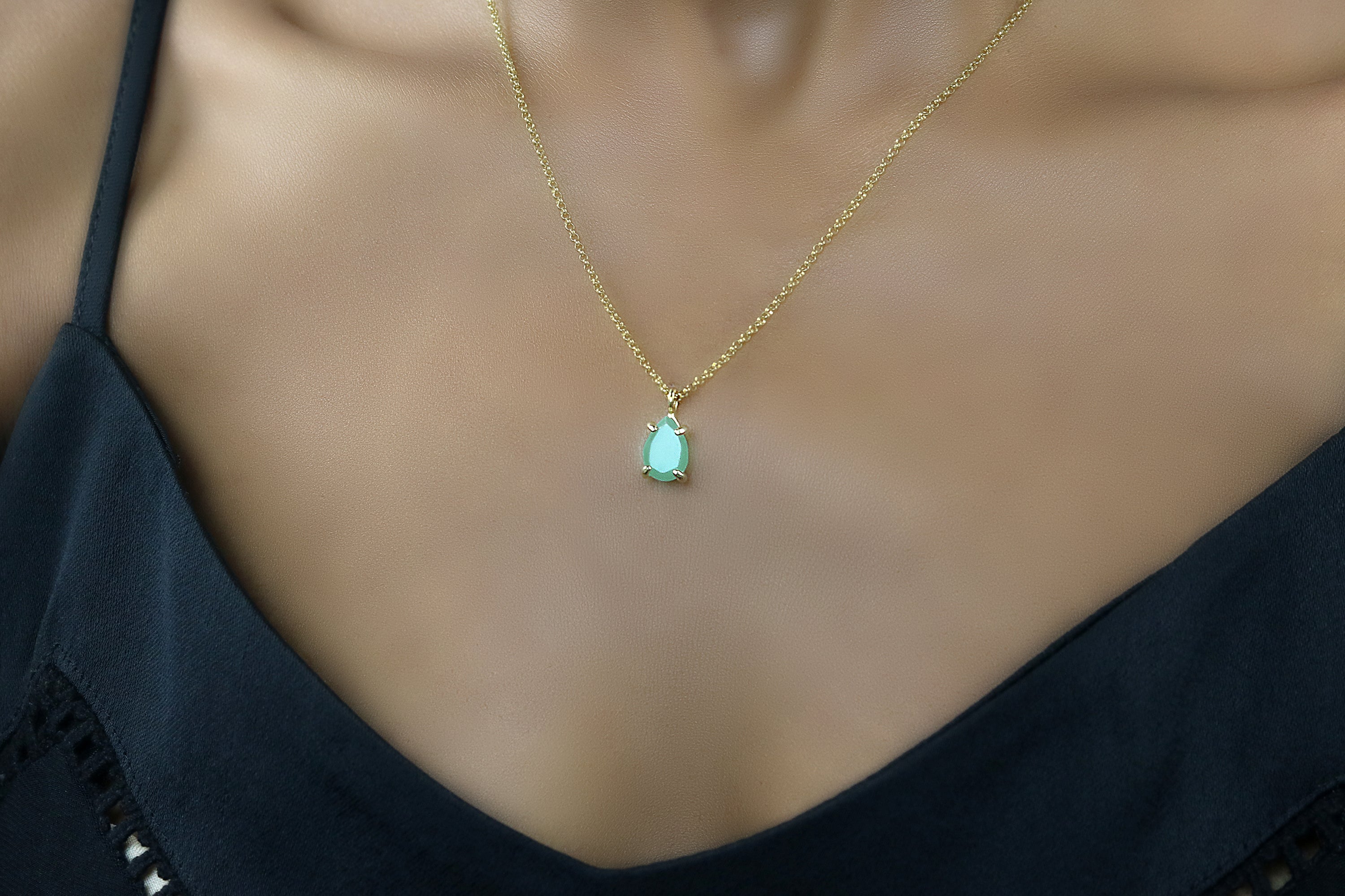 Pretty Green Aventurine Gold Necklace necklaces Anemone Unique