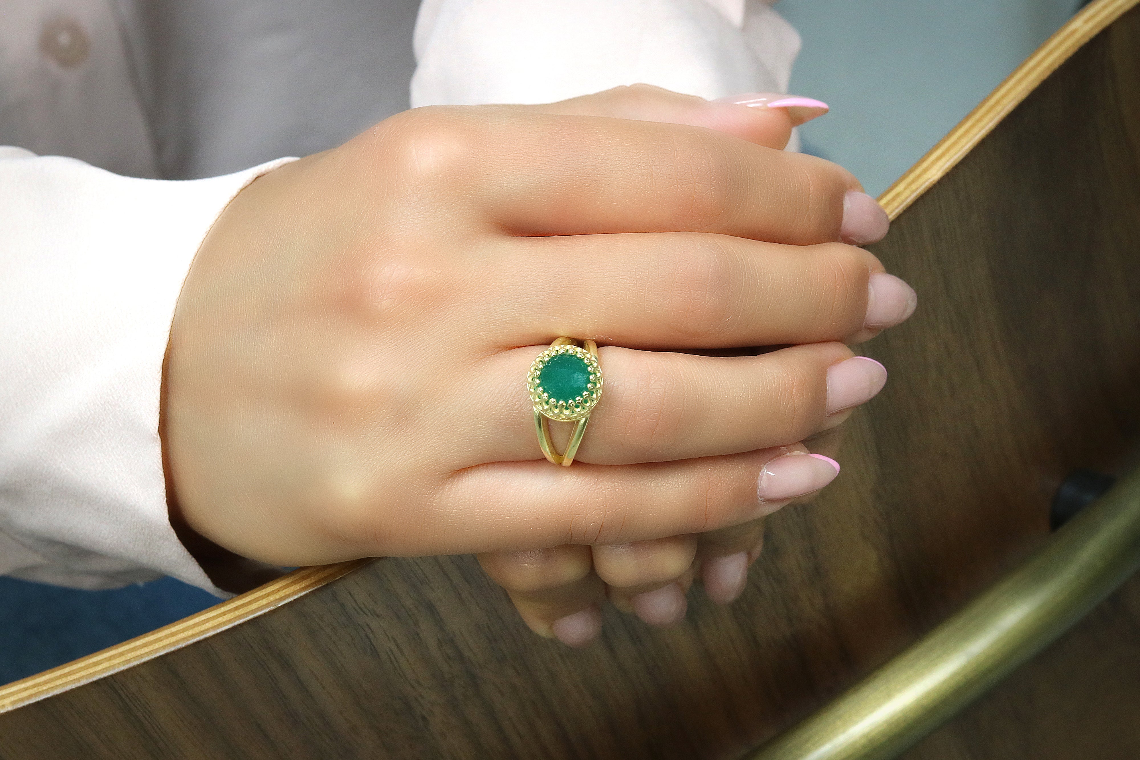 10mm Green Onyx Ring Rings Anemone Jewelry