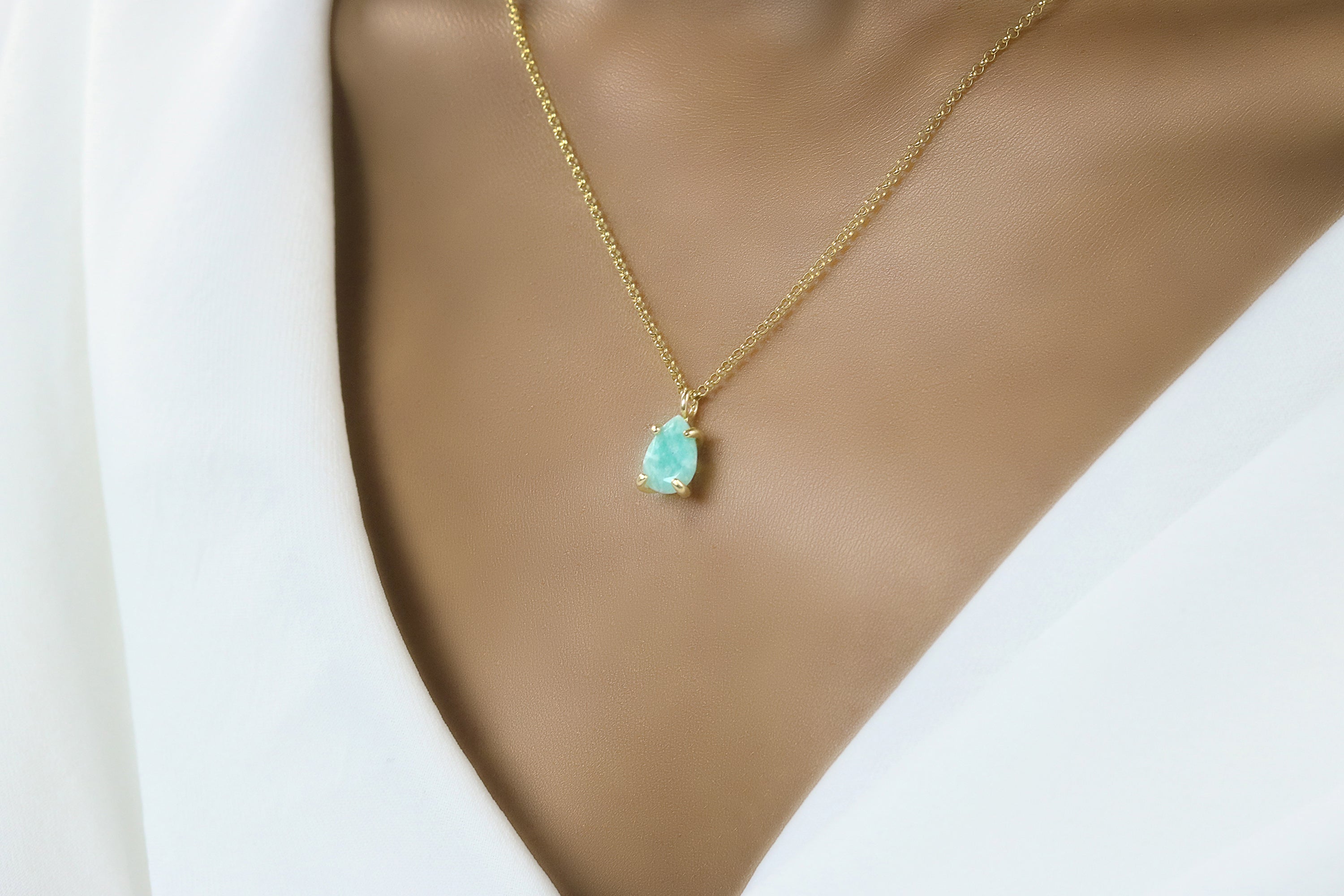 Delicate Amazonite Necklace in Gold necklaces Anemone Unique