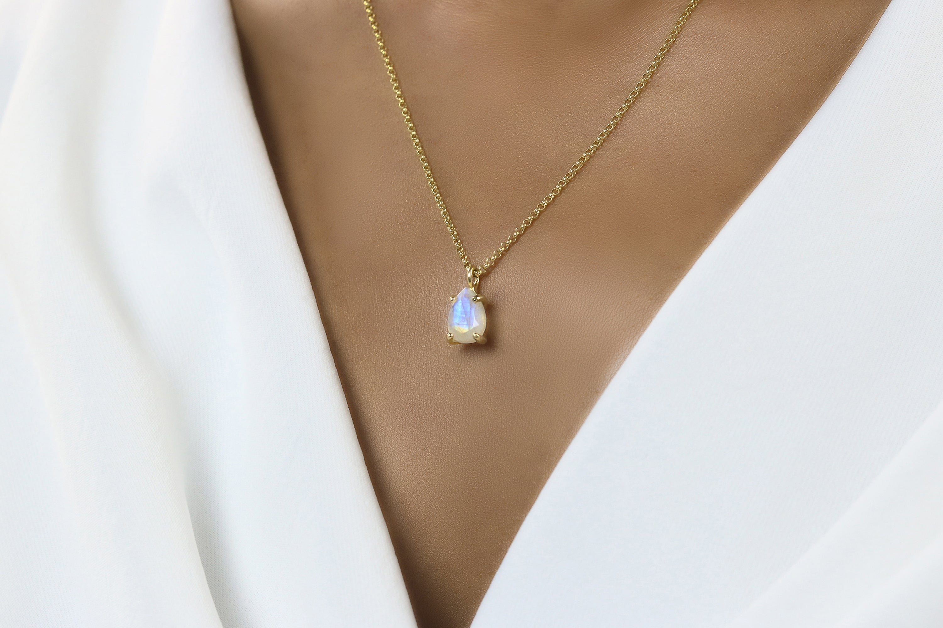 Pear Moonstone Necklace in Sterling Silver necklaces Anemone Unique