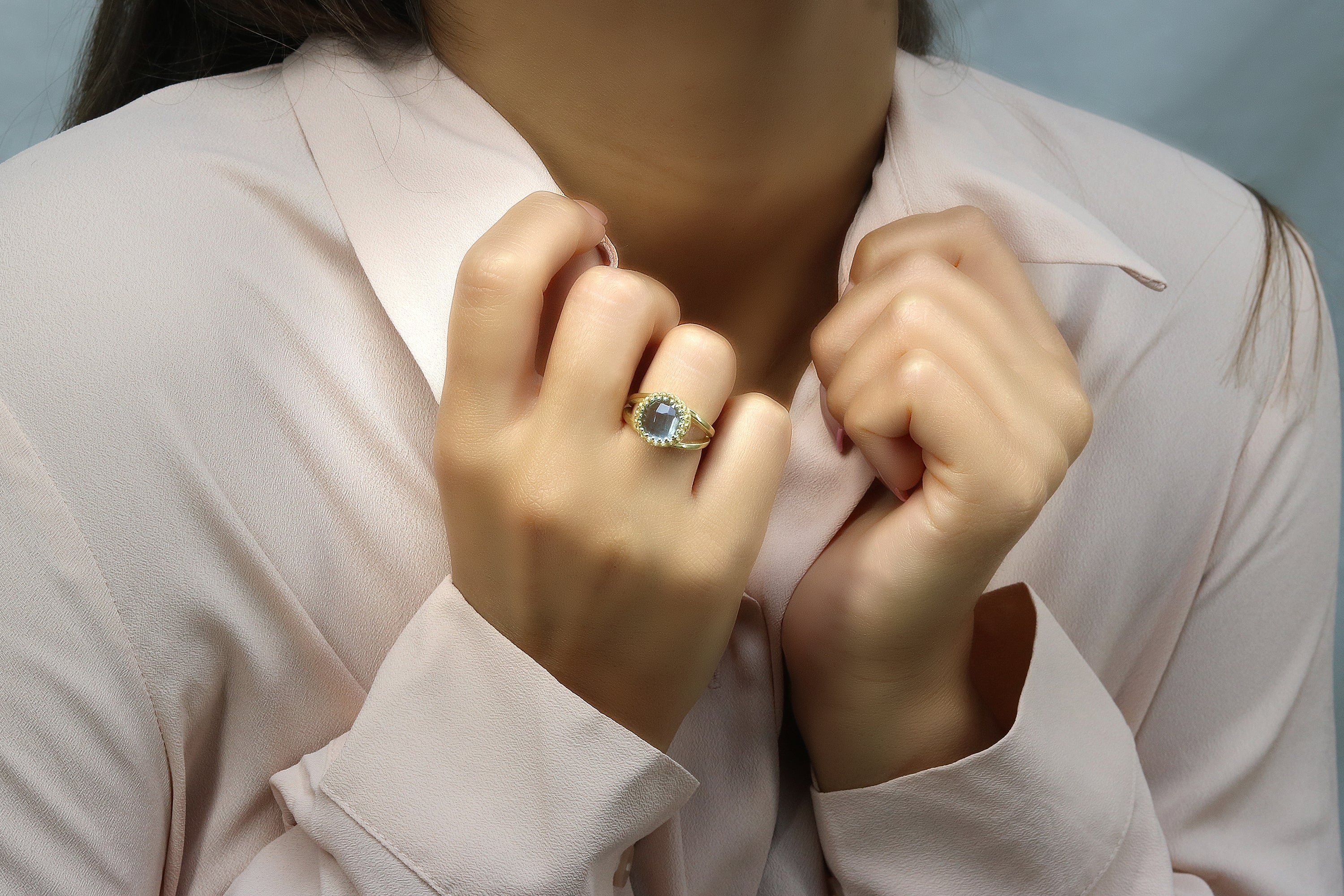 Round Topaz Ring in Sterling Silver Rings Anemone Jewelry