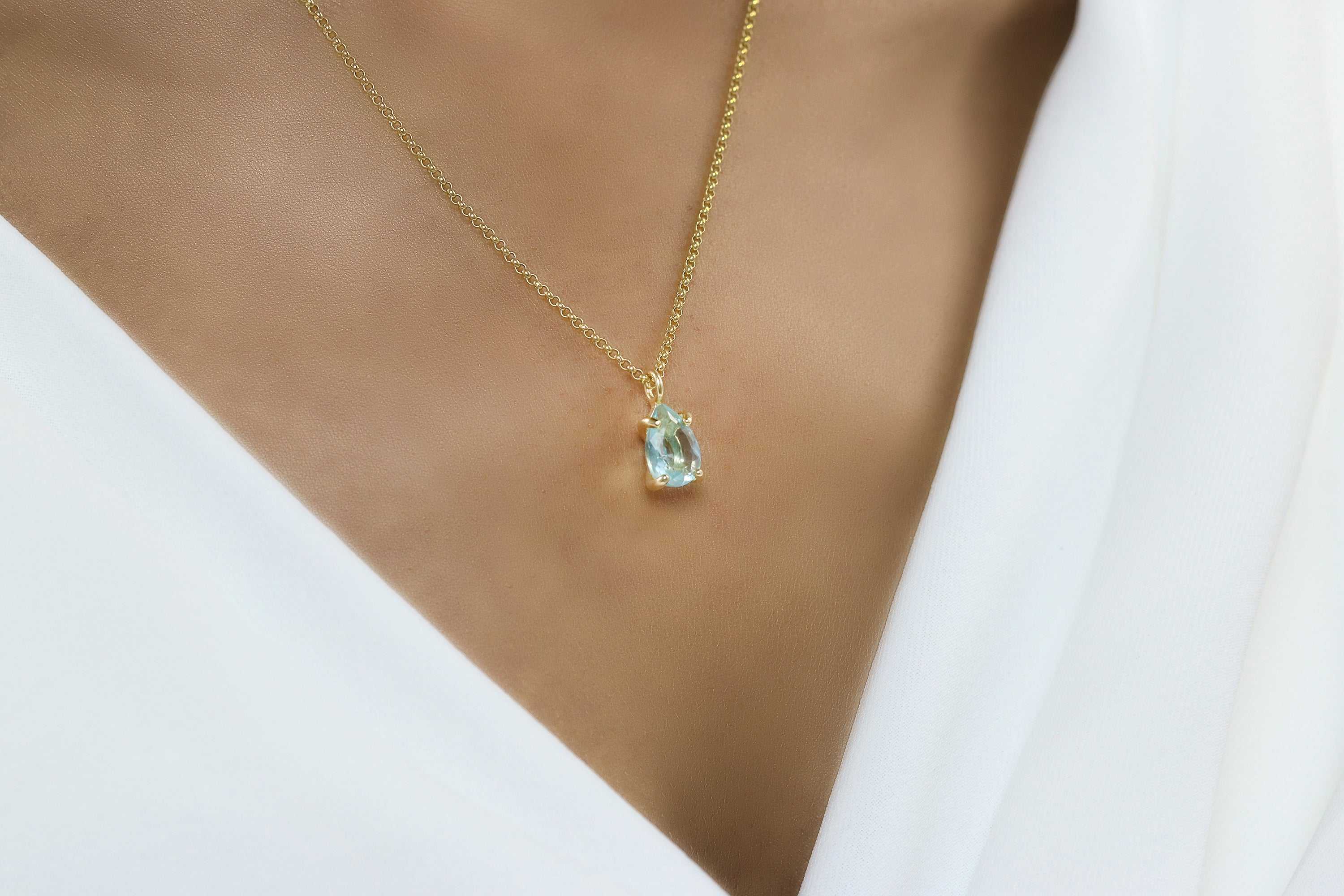 Radiant Blue Topaz Gold Necklace necklaces Anemone Unique