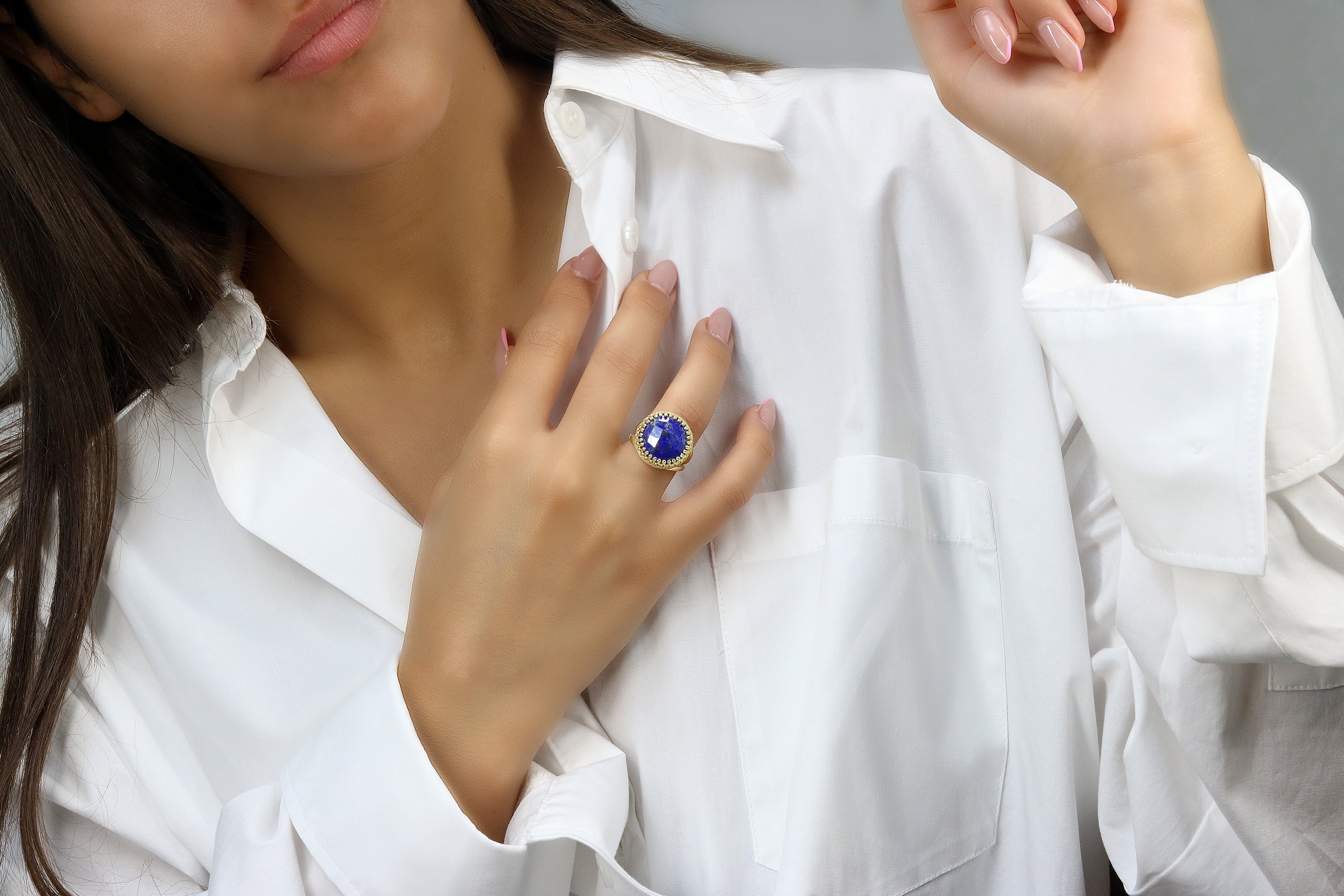 Lapis Lazuli Ring with 14K Rose Gold-filled Rings Anemone Jewelry