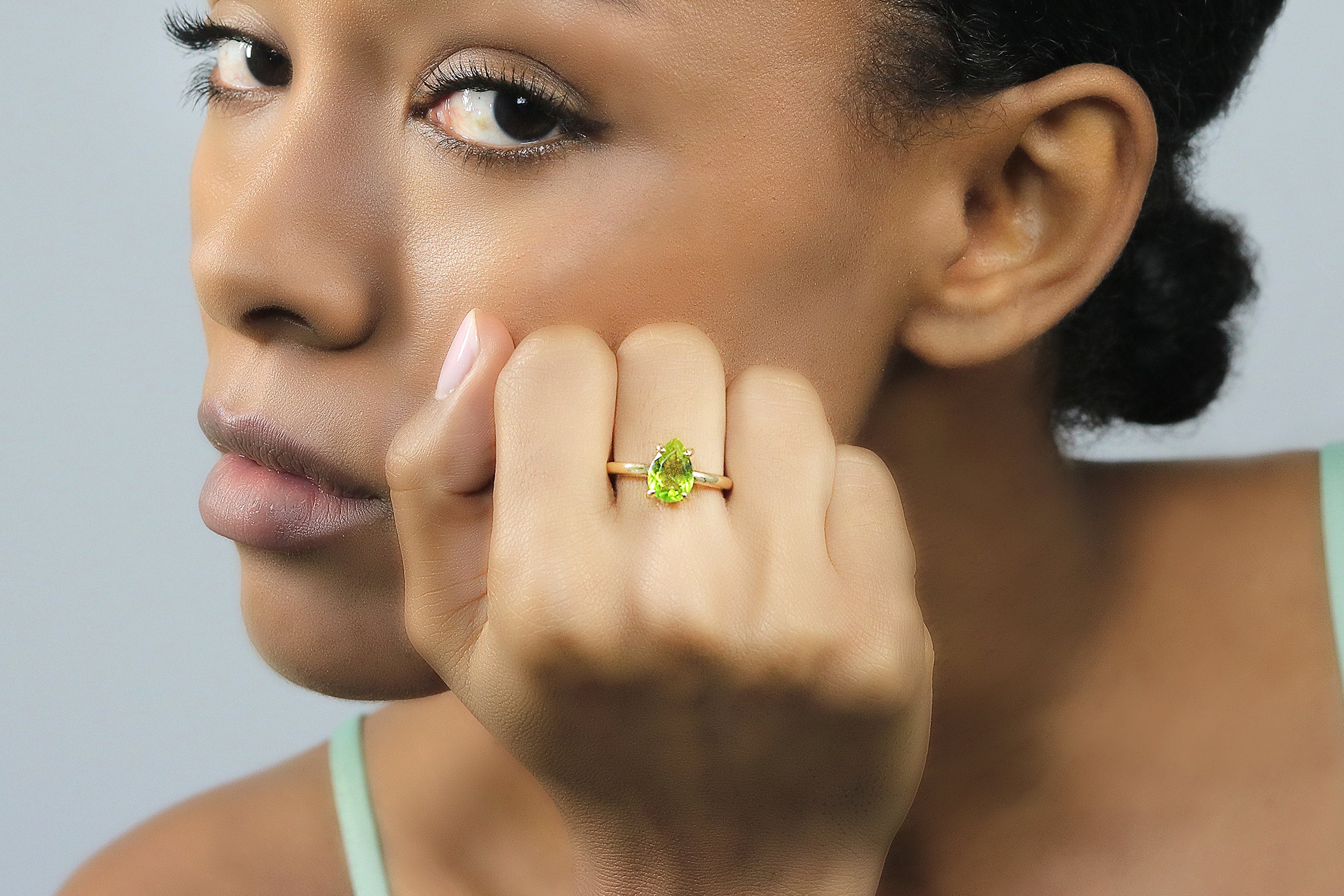 925 Sterling Silver Ring with Peridot Stone Rings Anemone Unique