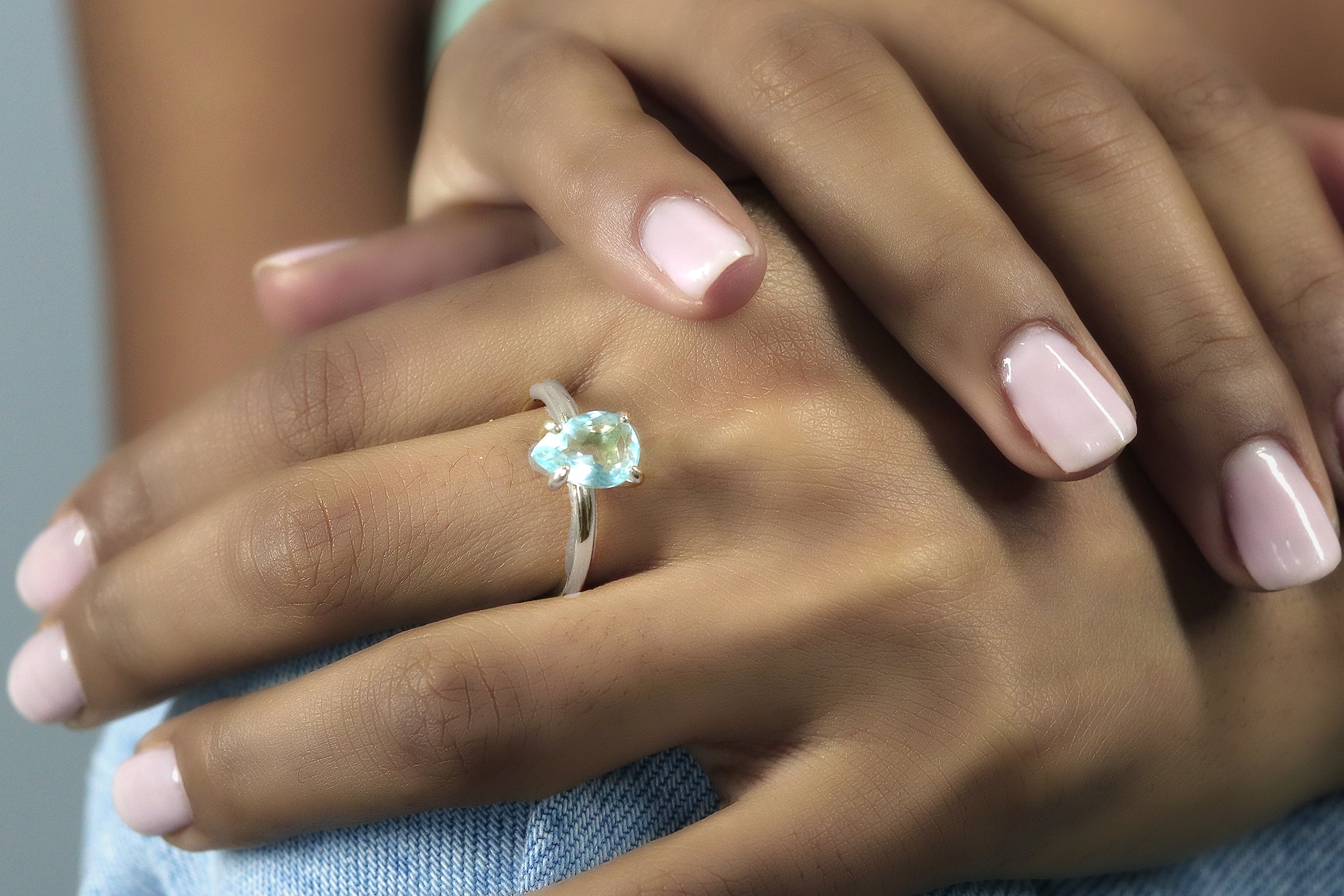 Glamorous Blue Topaz Ring in Rose Gold Rings Anemone Unique