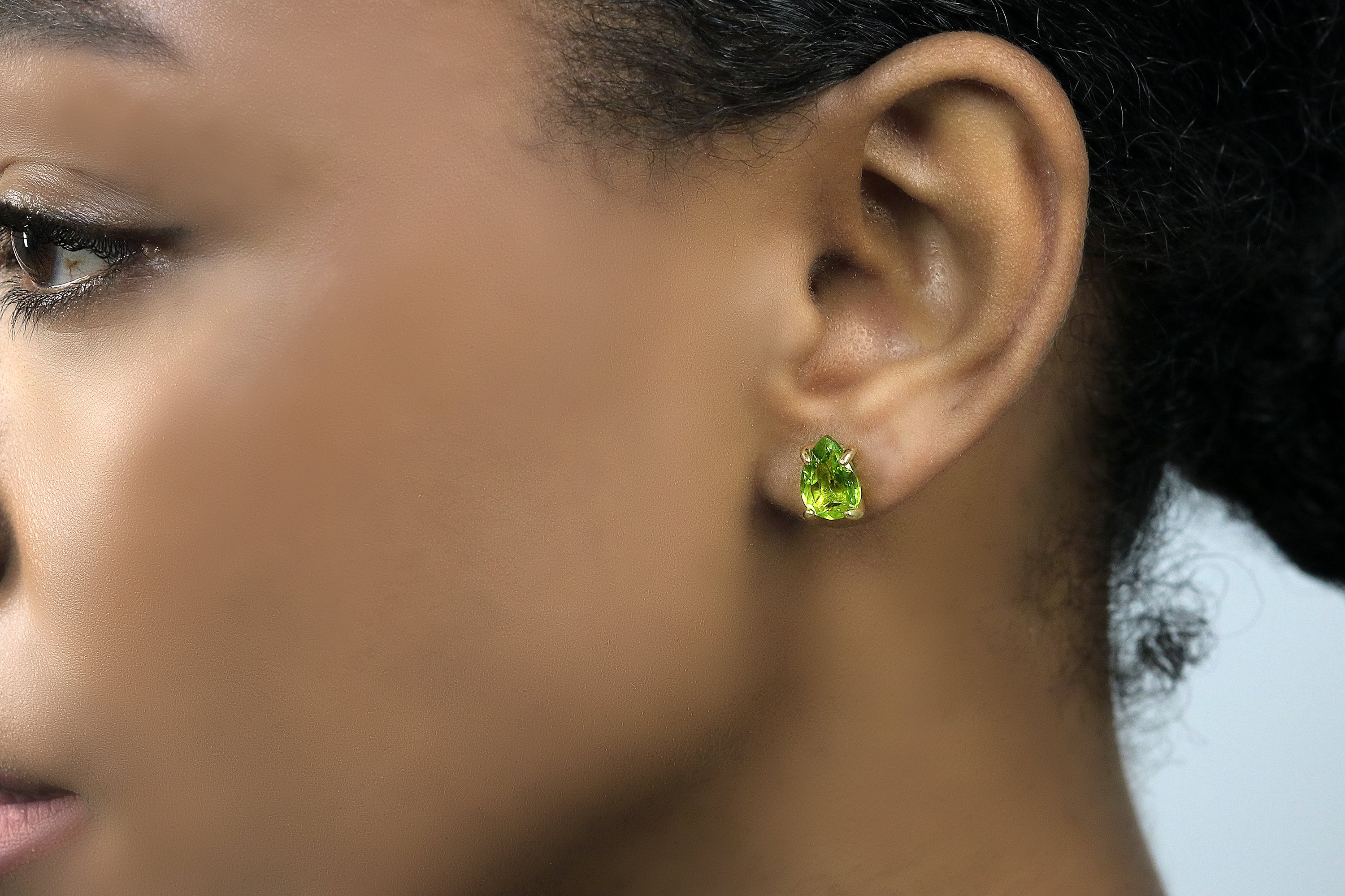 Delicate Teardrop Peridot Earrings in Gold Earrings Anemone Unique