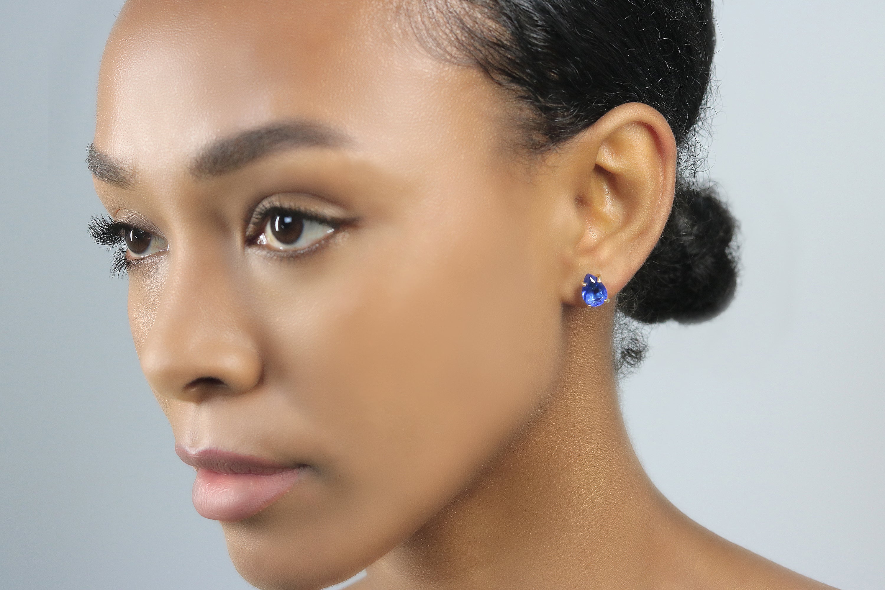 Dainty Sapphire Gold Stud Earrings Earrings Anemone Unique