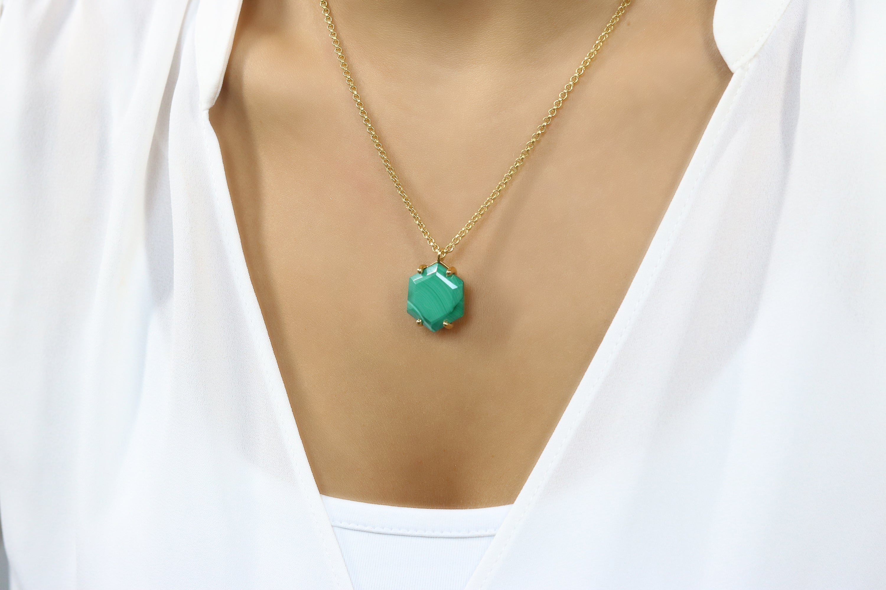 Vibrant Malachite Pendant Necklace in Sterling Silver necklaces Anemone Jewelry