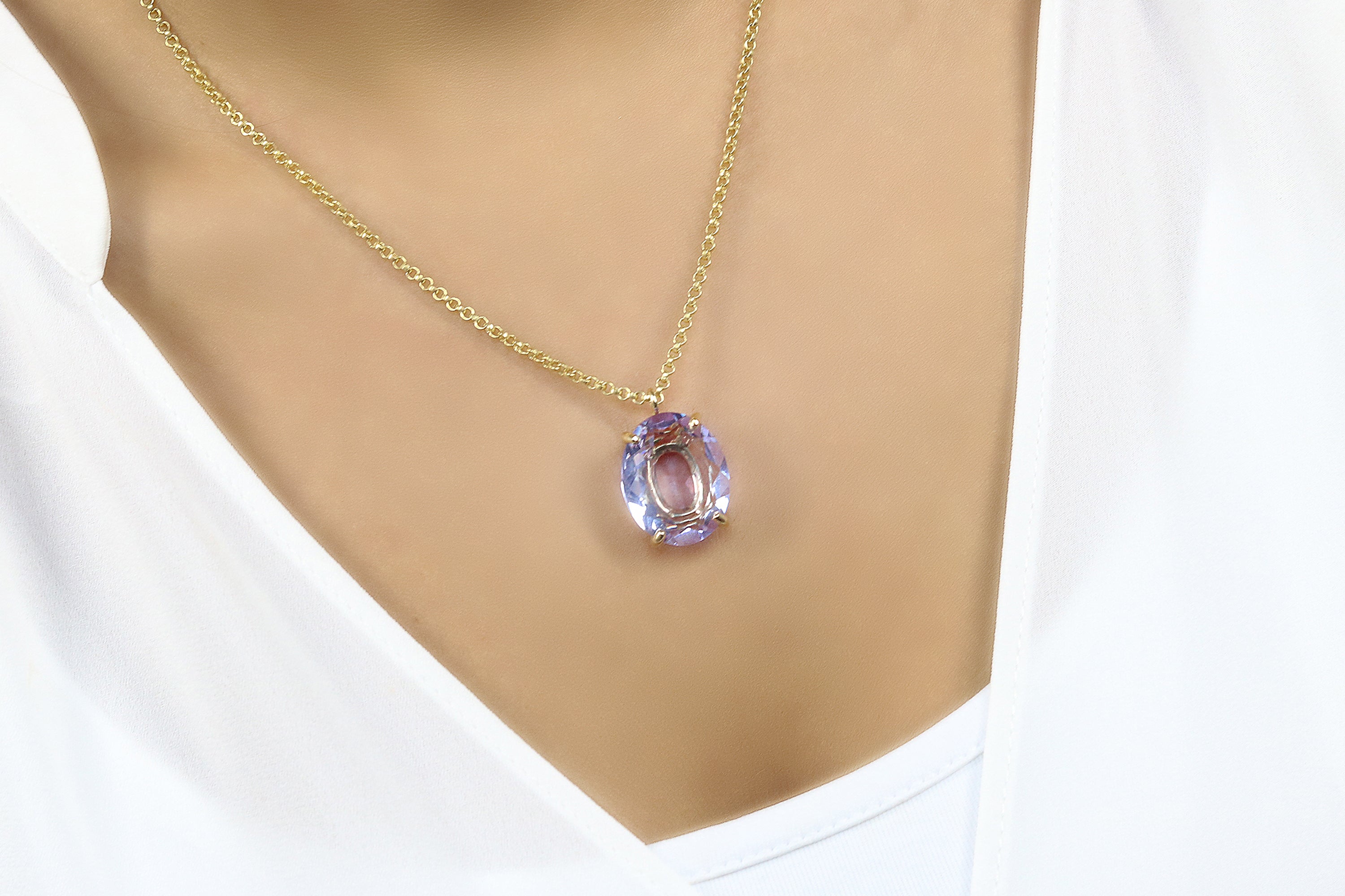 Oval Tanzanite Pendant Gold Necklace necklaces Anemone Jewelry