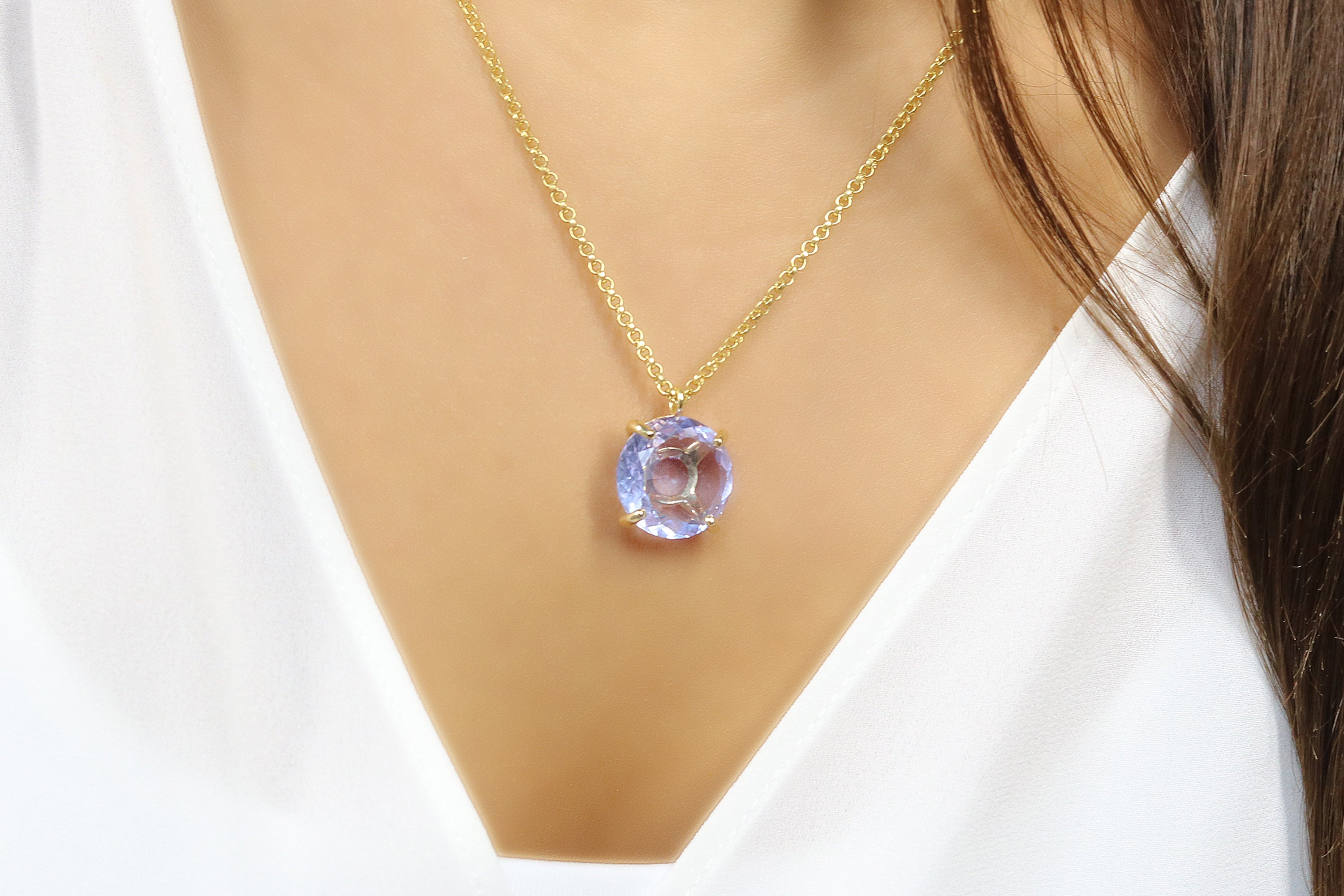 Luscious Round Tanzanite Necklace in Gold necklaces Anemone Jewelry