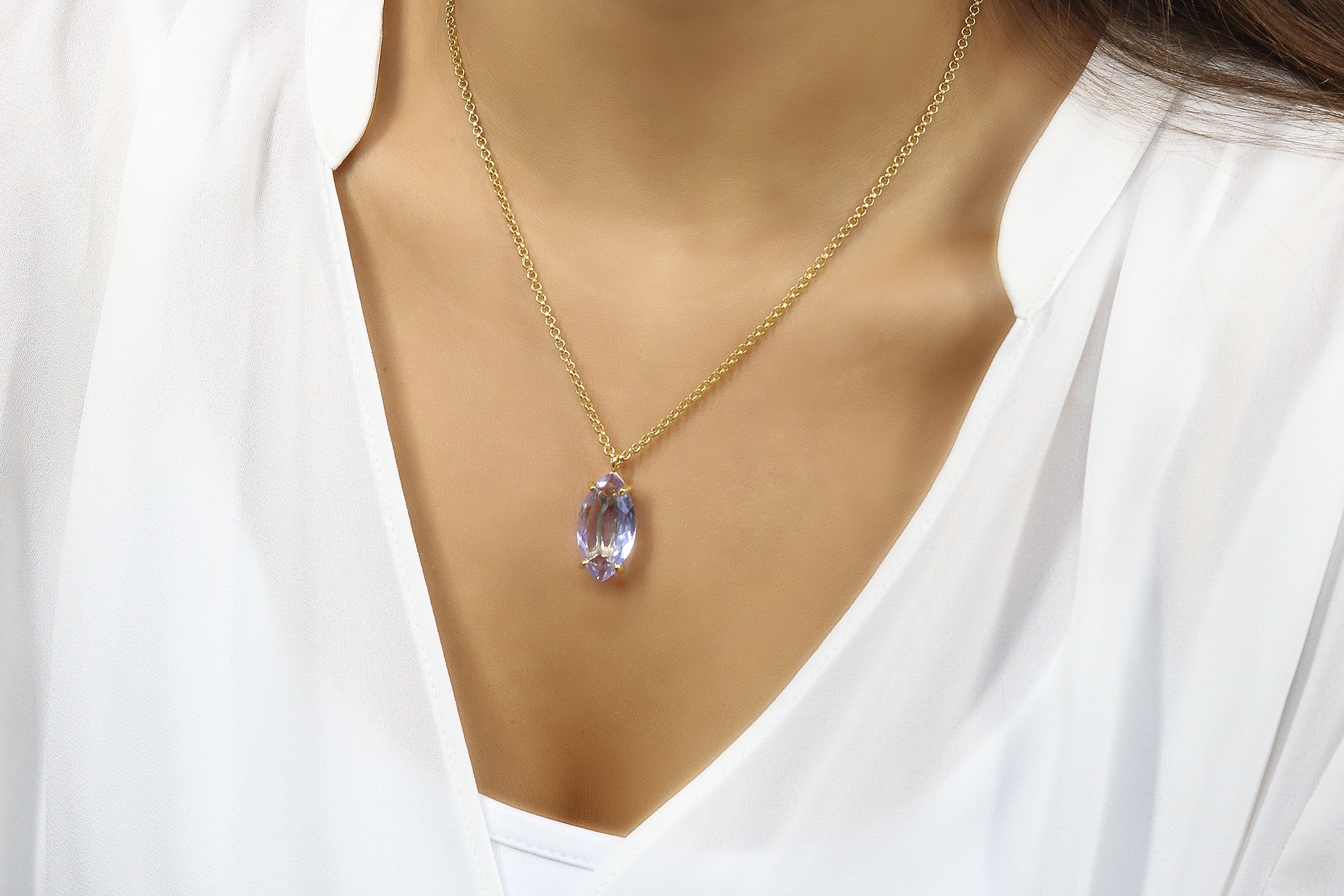 Dazzling Tanzanite Necklace in Gold necklaces Anemone Jewelry