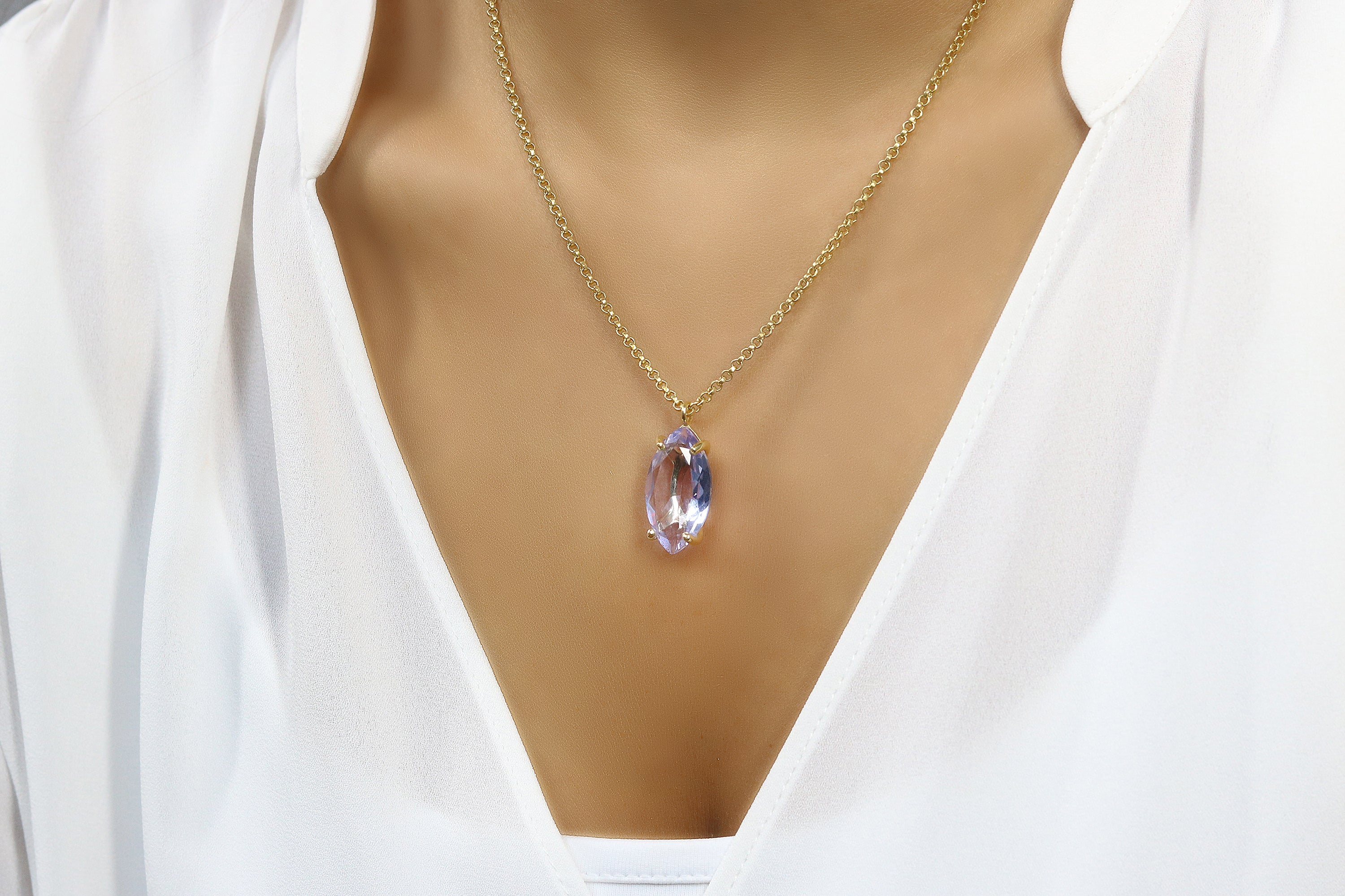 Dazzling Tanzanite Necklace in Gold necklaces Anemone Jewelry