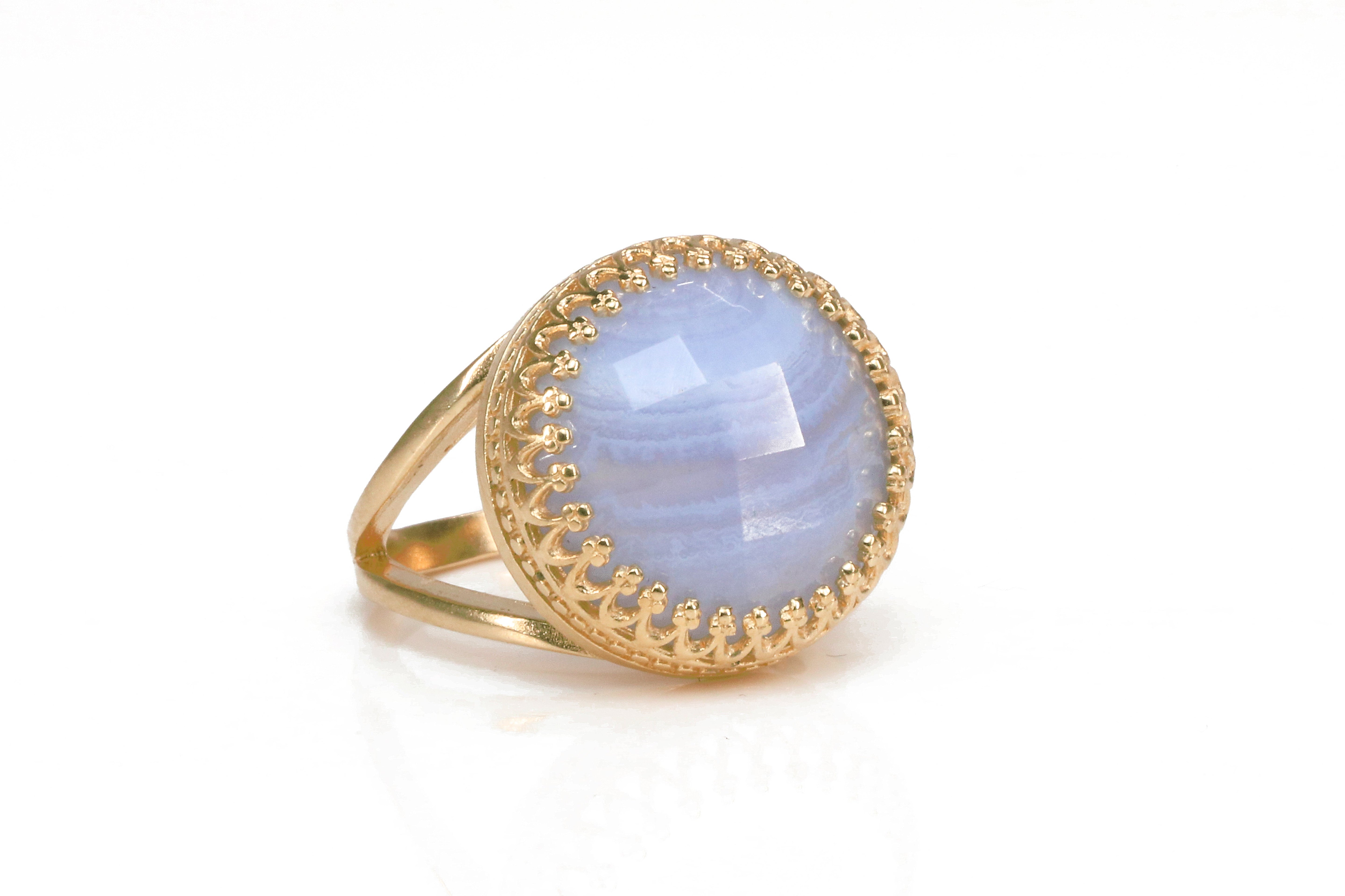 Adorable Lace Agate in 14K Rose Gold Ring Rings Anemone Jewelry