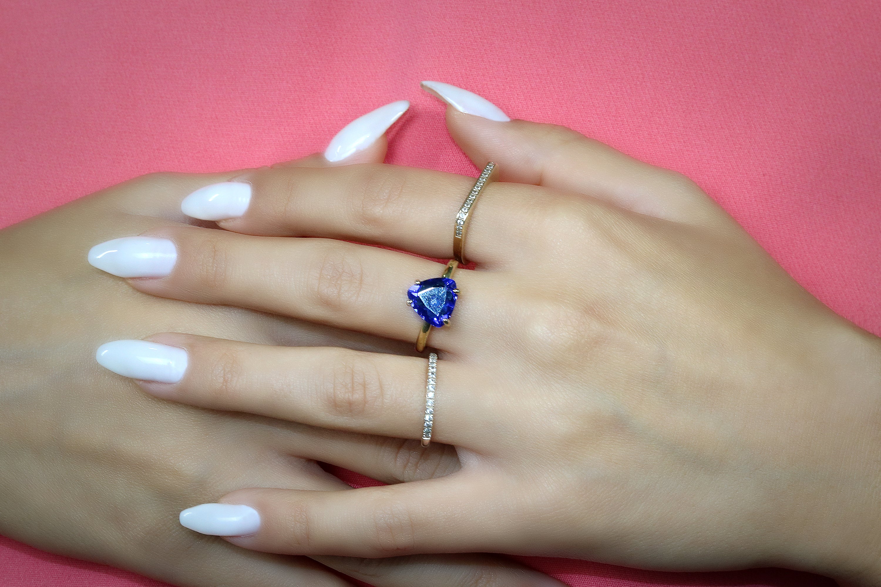 Trillion 925 Sterling Silver Sapphire Ring Rings Anemone Unique