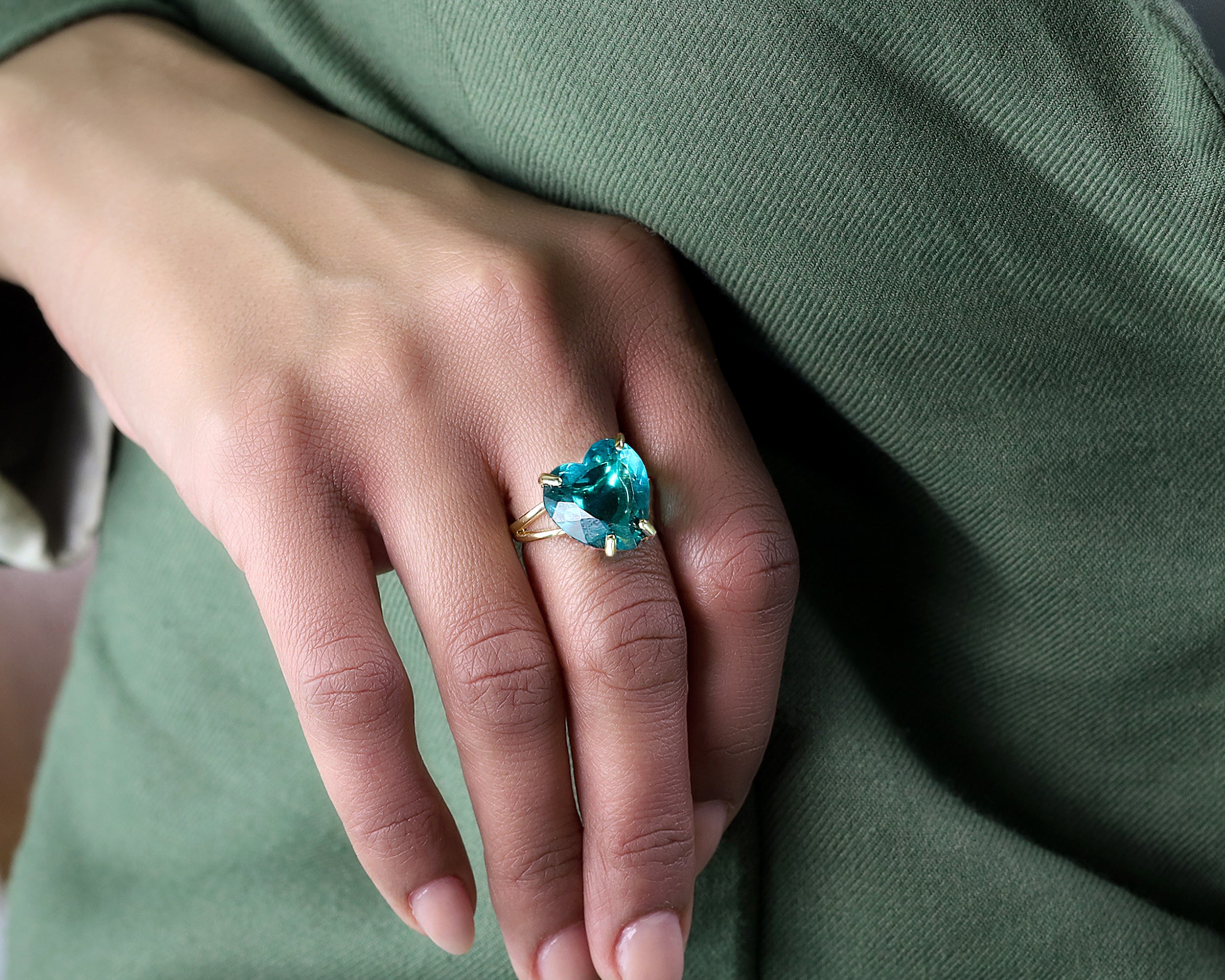 Heart Cut Blue Tourmaline Ring Anemone Jewelry